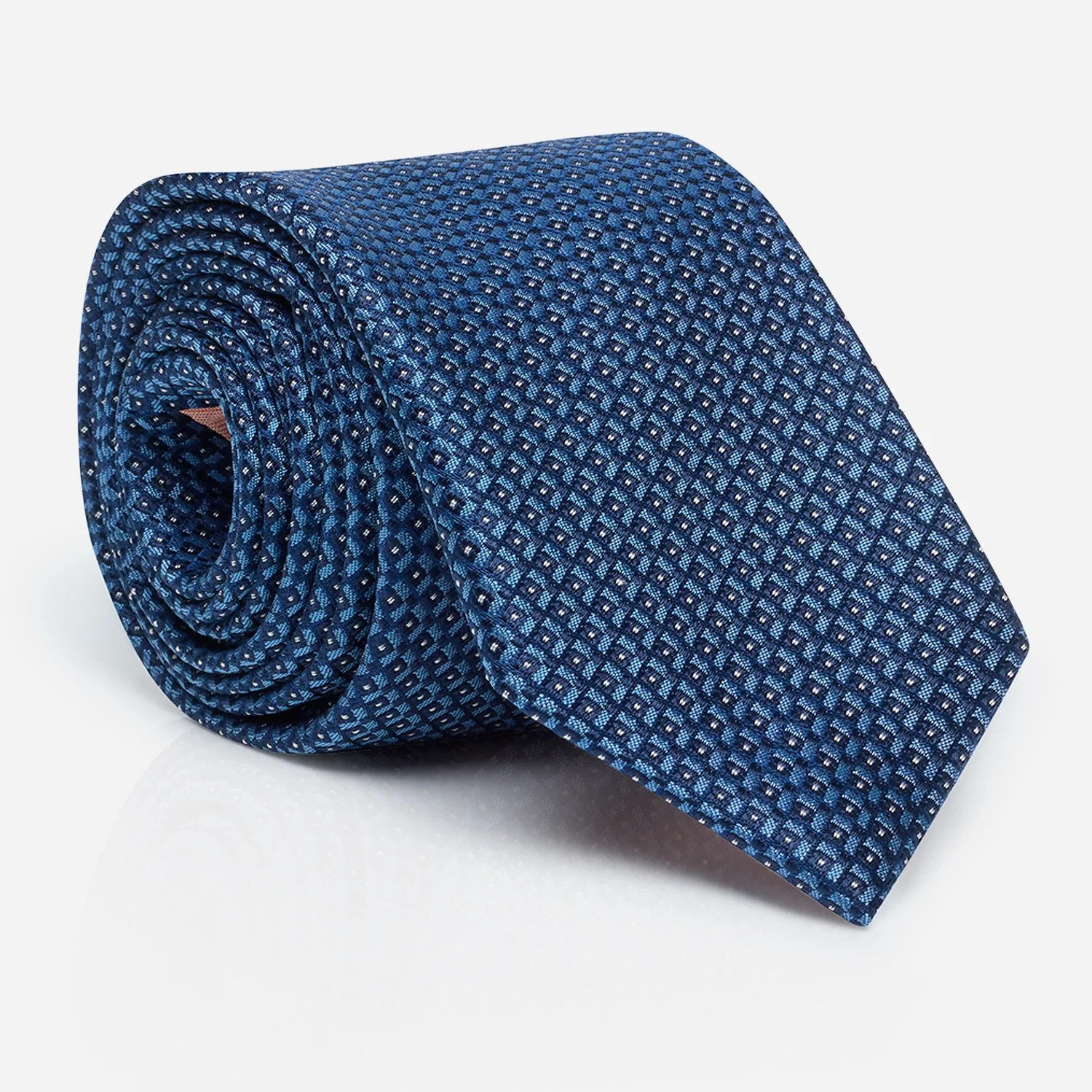 Krawatte LIANO - navyblaue Seidenkrawatte mit Minimalmuster für Herren - 6,5 cm