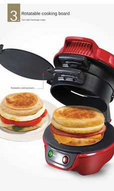 leben Burgerpresse Elektrischer Ei-Sandwich-Maker Mini Grill Panini Pfannkuchen, Multifunktions-Toaster Antihaft-Burger-Frühstücksmaschine