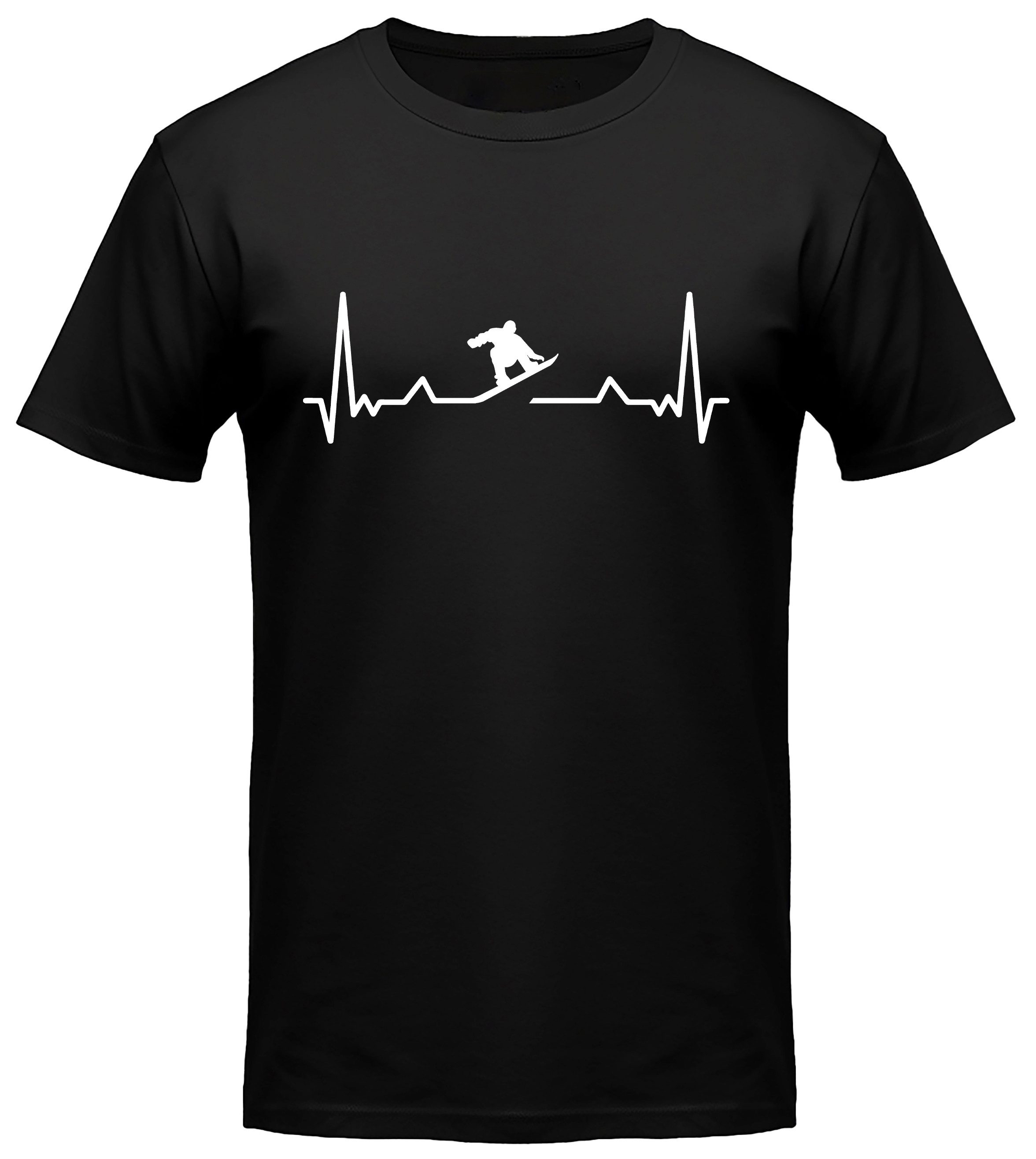 MyDesign24 T-Shirt Snowboard Herschlaglinie print Shirt EKG-Linie Snowboard T-Shirt schwarz kurzarm Regular Fit i598