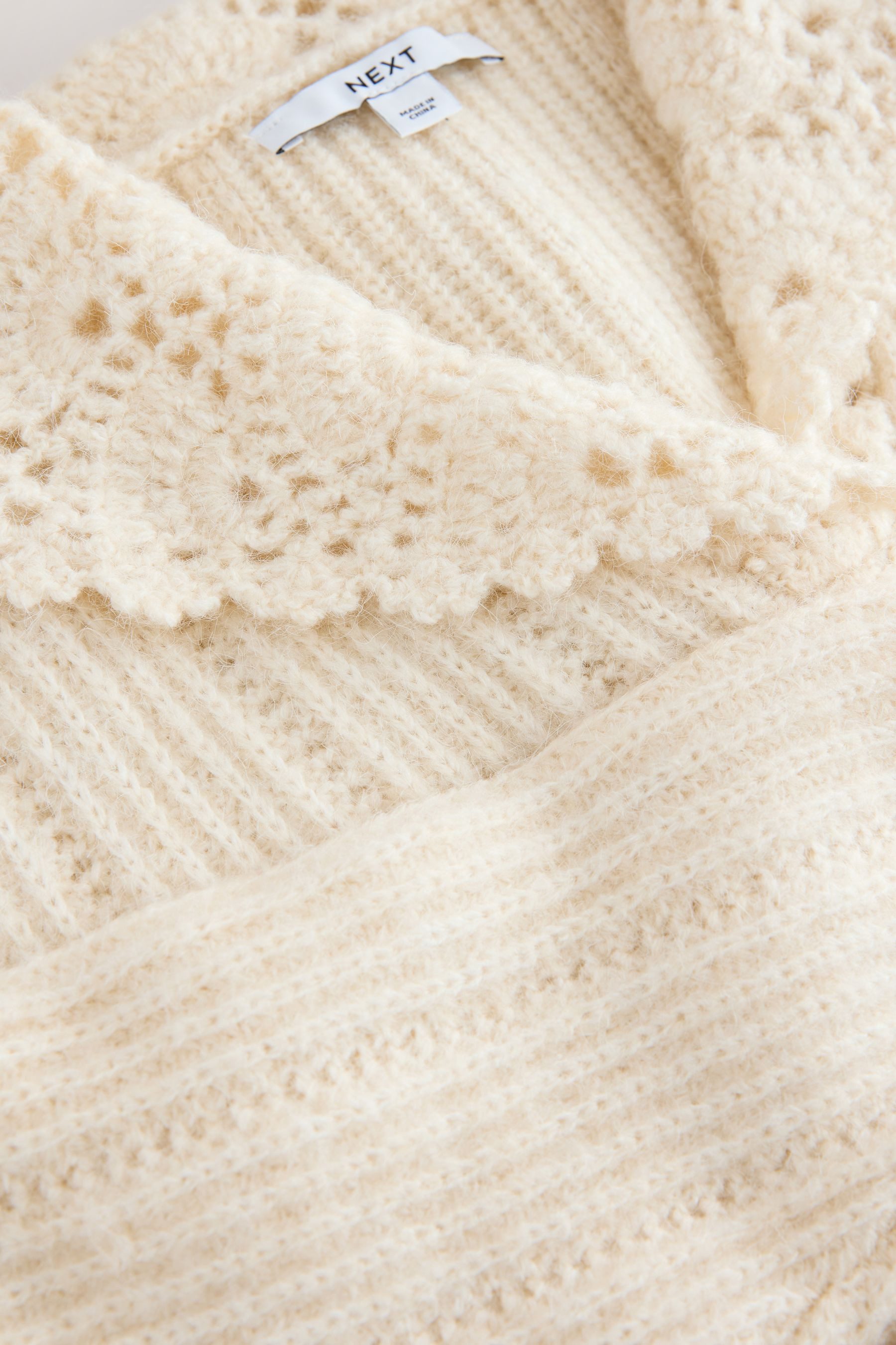 Next Strickpullover Rippstrickpullover mit gehäkeltem Matrosenkragen (1-tlg)
