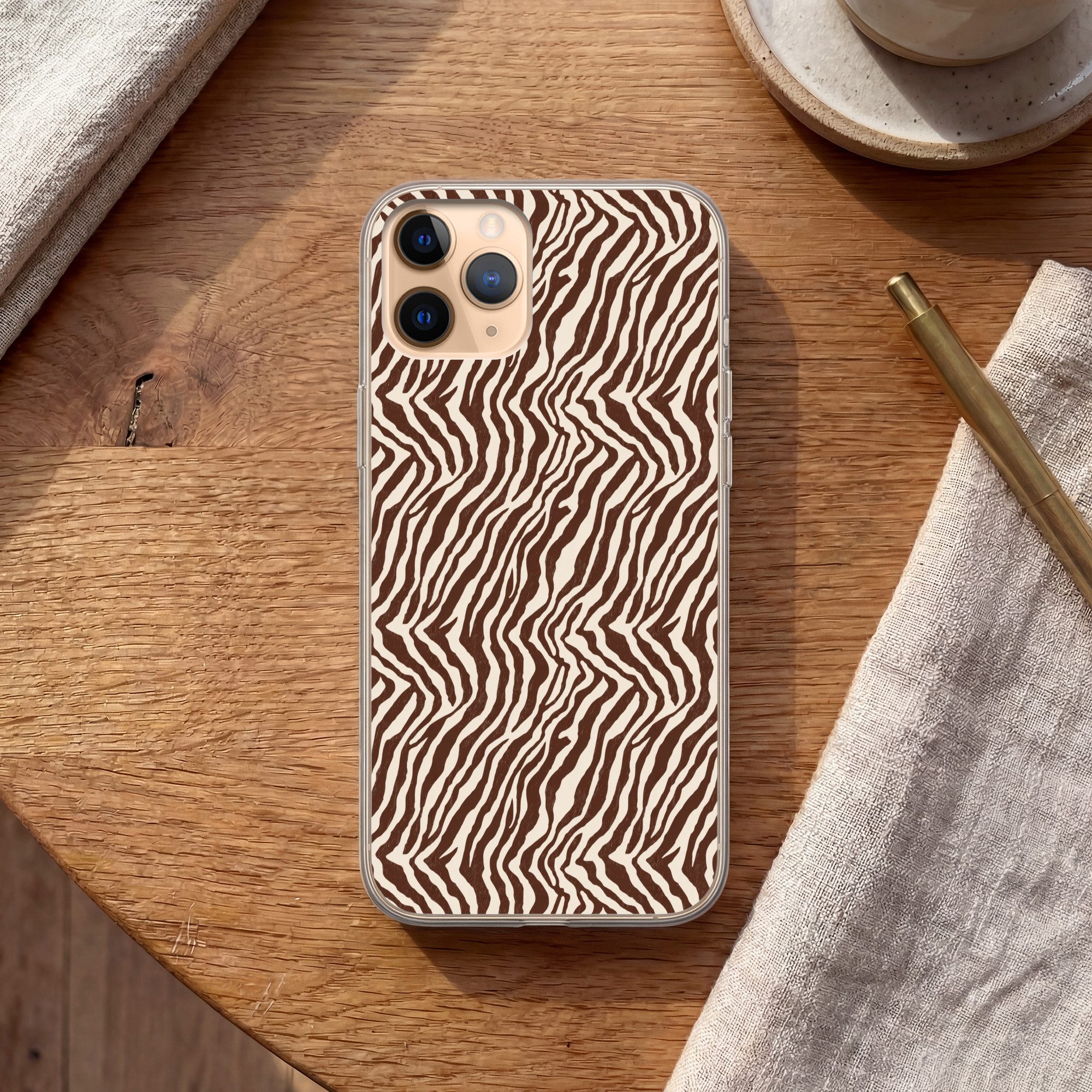 MuchoWow Handyhülle für Apple iPhone 11 Pro Max Zebra - Muster - Schwarz - Weiß, Smartphone-Bumper, Print, Handy Schutzhülle Dünn