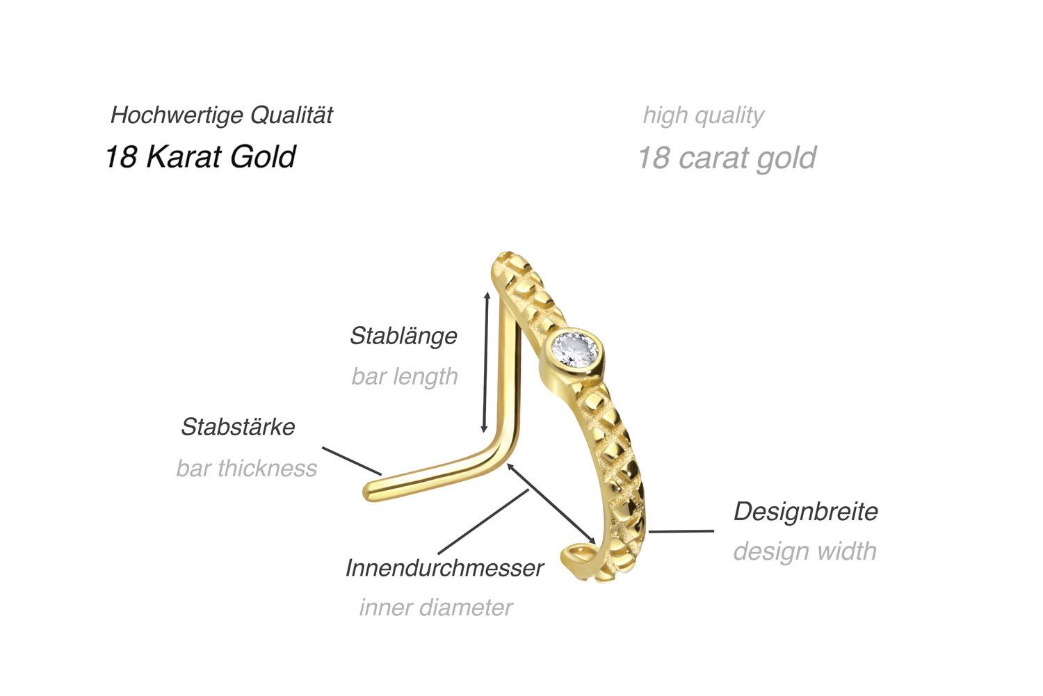 PIERCINGLINE Nasenpiercing 18 Karat Gold Nasenstecker günstig online kaufen