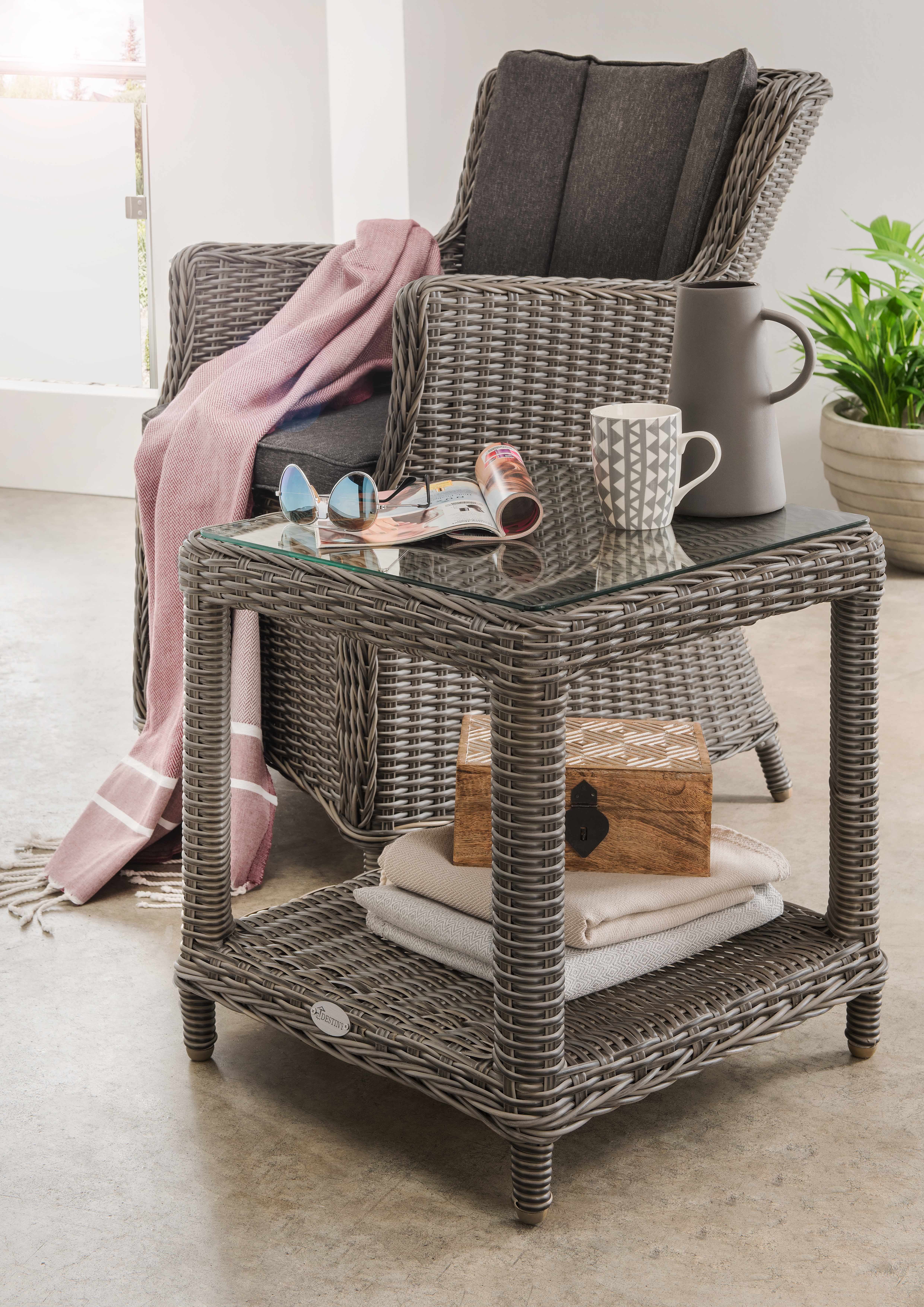 Destiny Balkonset Luna Merano, (Set, 4-tlg), bestehend aus 1x Sessel, 1x Beistelltisch, inkl. Auflagen