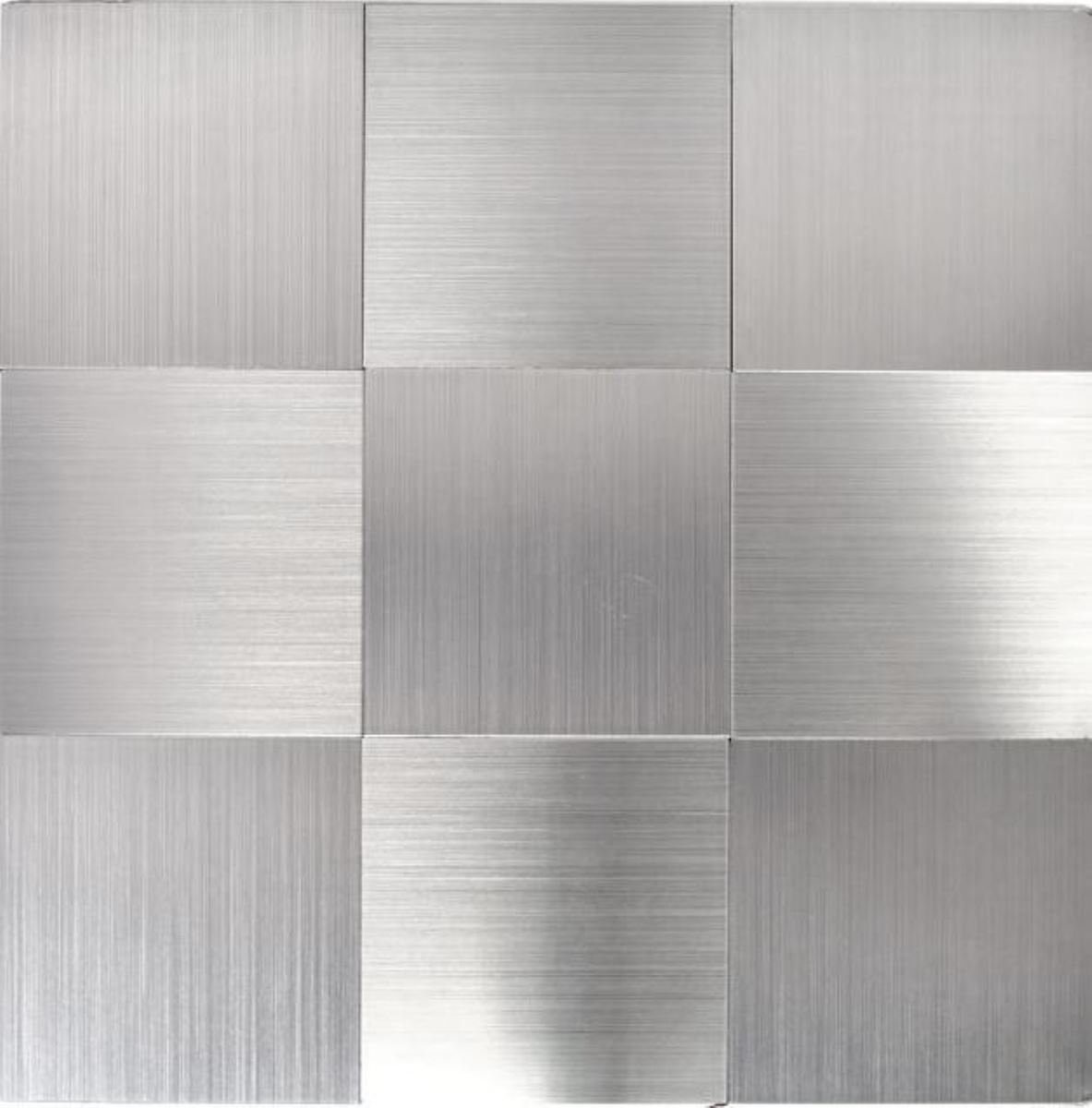 Mosani Wandfliese Aluminium Mosaik Metall Mosaikfliesen Selbstklebend Silber Glänzend, Dekorativer DIY Wandverblender