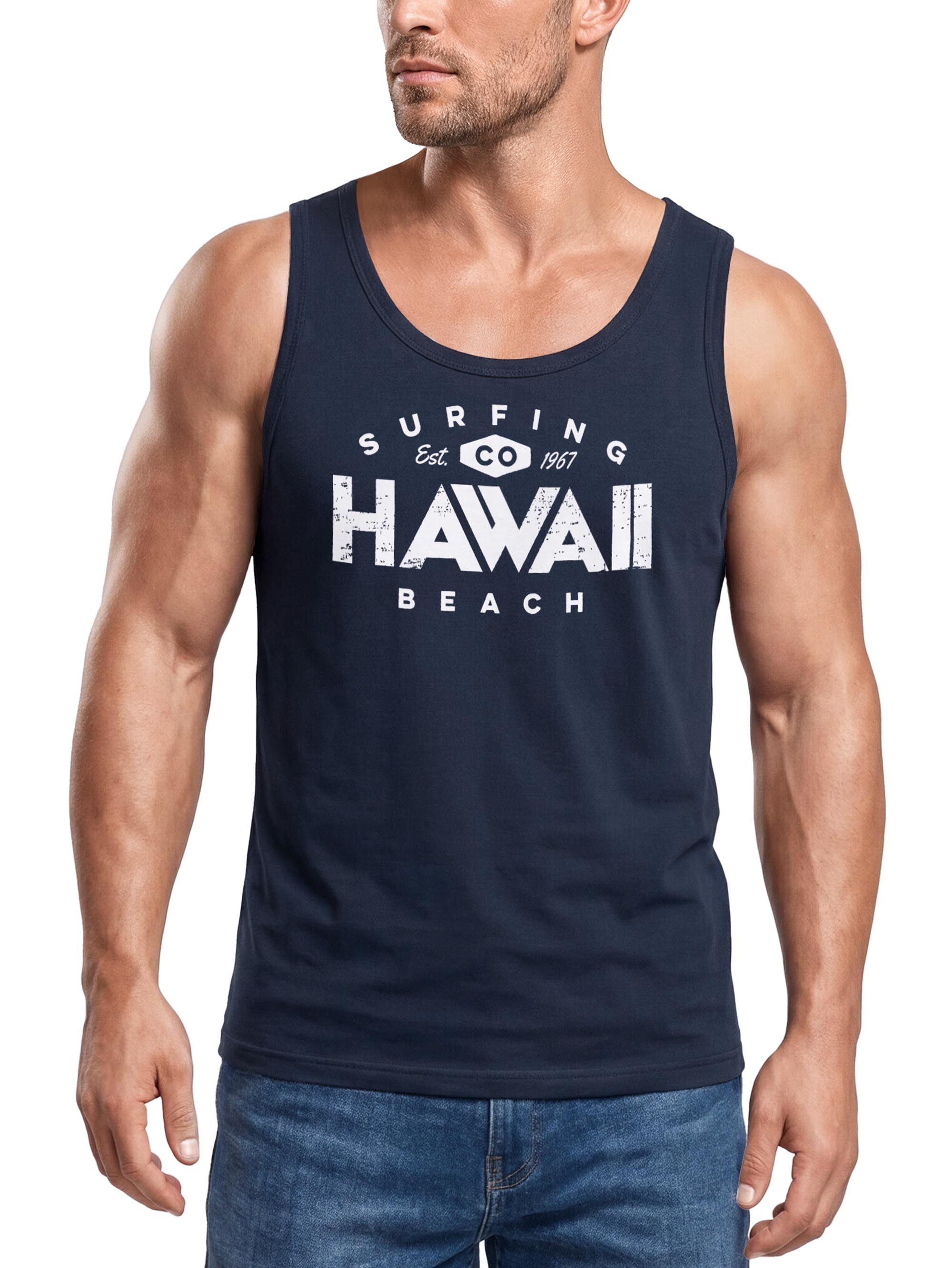 Neverless Tanktop Herren Tank-Top Hawaii Surfing Sommer Sonne Strand Beach Muskelshirt mit Print