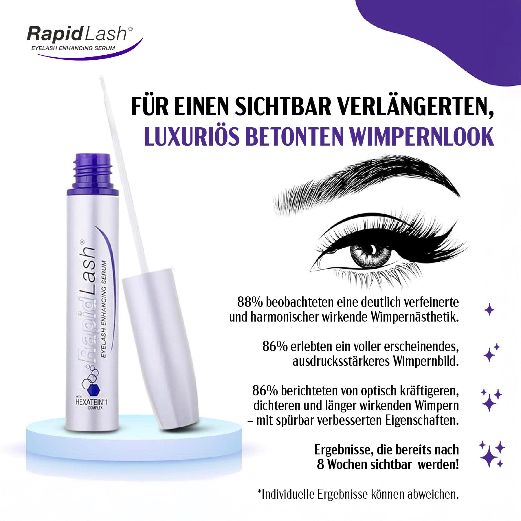 P-Beauty Cosmetic Accessories Wimpernserum Rapid/Lash Eyelash Serum zur Wimpernverlängerung 3ml, 1-tlg., Wimpernserum, Wimpernpflege, Rapid Serum