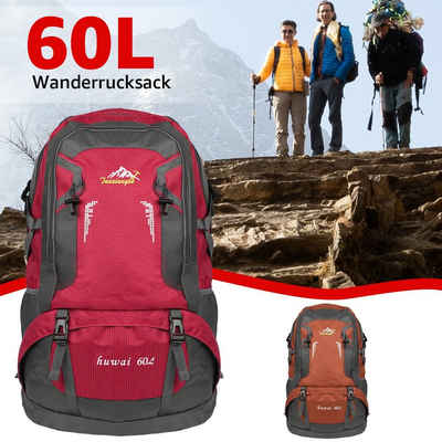 NULSTA Wanderrucksack 60L XXL Rucksack Trekkingrucksack Reiserucksack Outdoorrucksack (1-tlg), Outdoor Daypack mit Hüftgurt, für Wandern, Klettern, Reisen Спорт