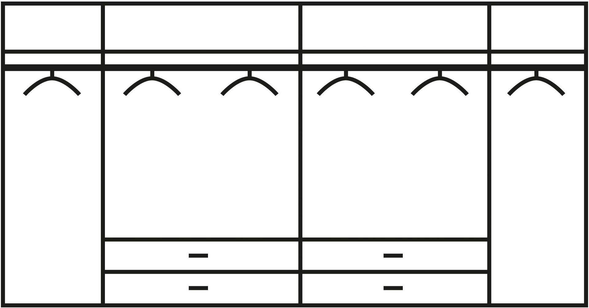 rauch Drehtürenschrank Kleiderschrank Schrank Ankleide Garderobe Schlafzimmerschrank MEMPHIS (Breiten: 181/225/270 cm, Höhe 210 cm) mit Schubladen und Stangengr – Bild 2 von 5