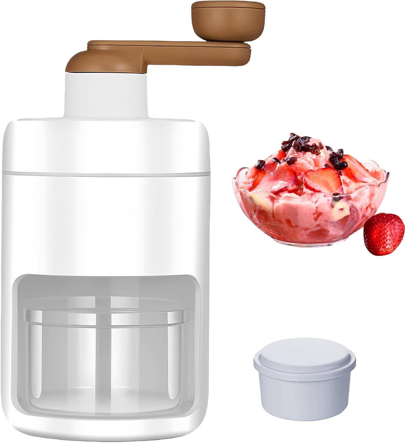 FELIXLEO Eiscrusher Rasierte Eismaschine Crushed Ice Maker Manuelle Kurbel Weiss