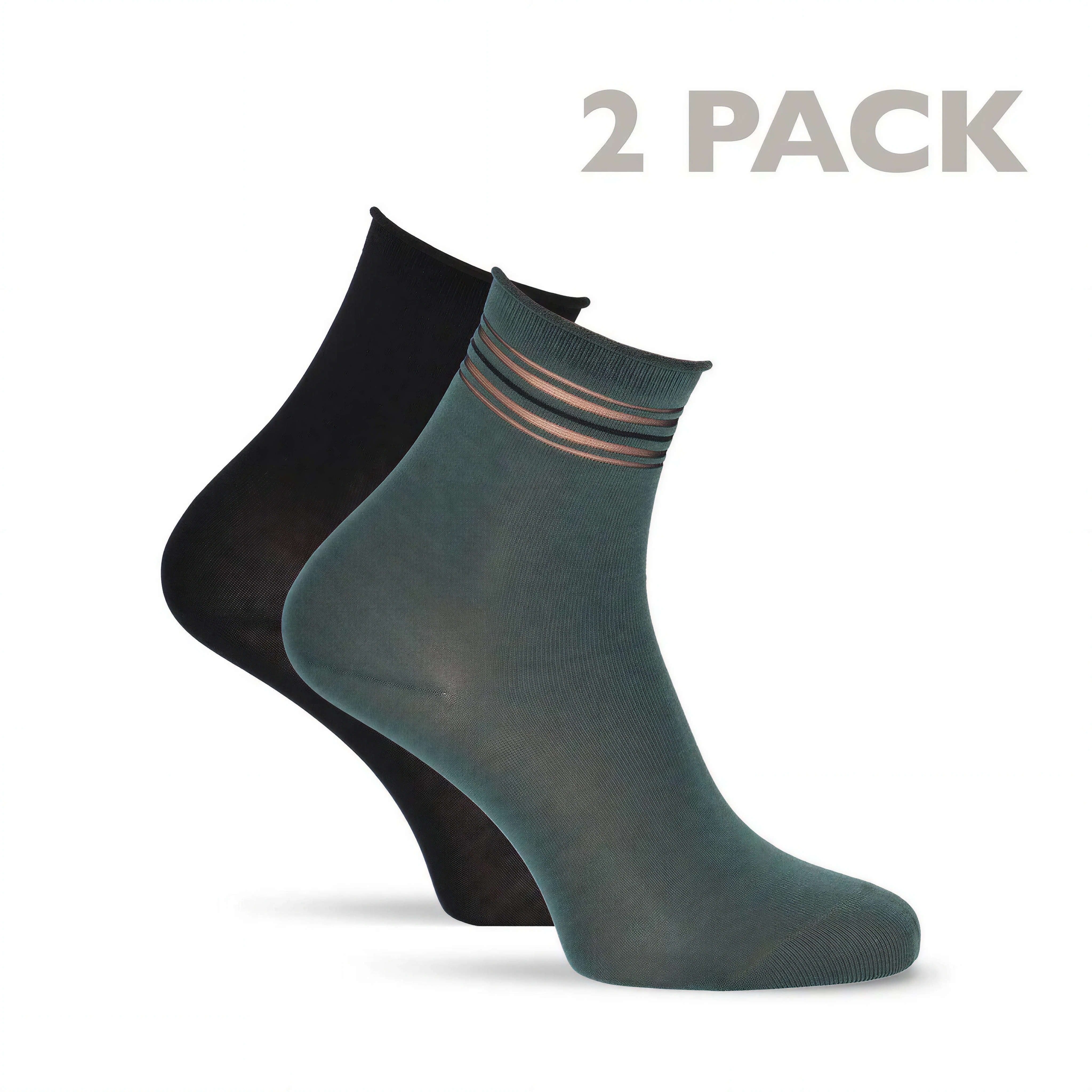 Tamaris Komfortsocken Damen mit transparenten Streifen (Spar-Pack, 2-Paar) elegant