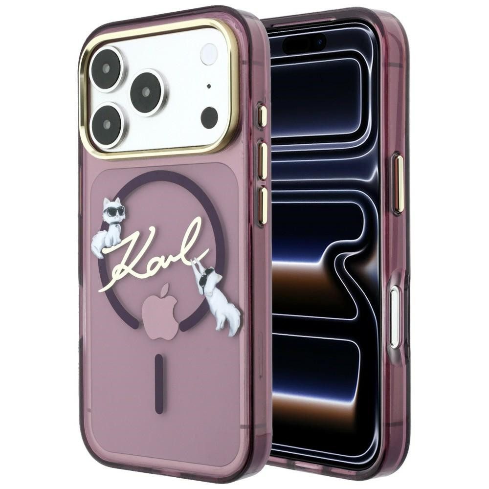KARL LAGERFELD Handyhülle Schutzhülle Magnethülle Rückschale 6,9 Zoll, MagSafe, Aluminiumrahmen, Metallic-Logo