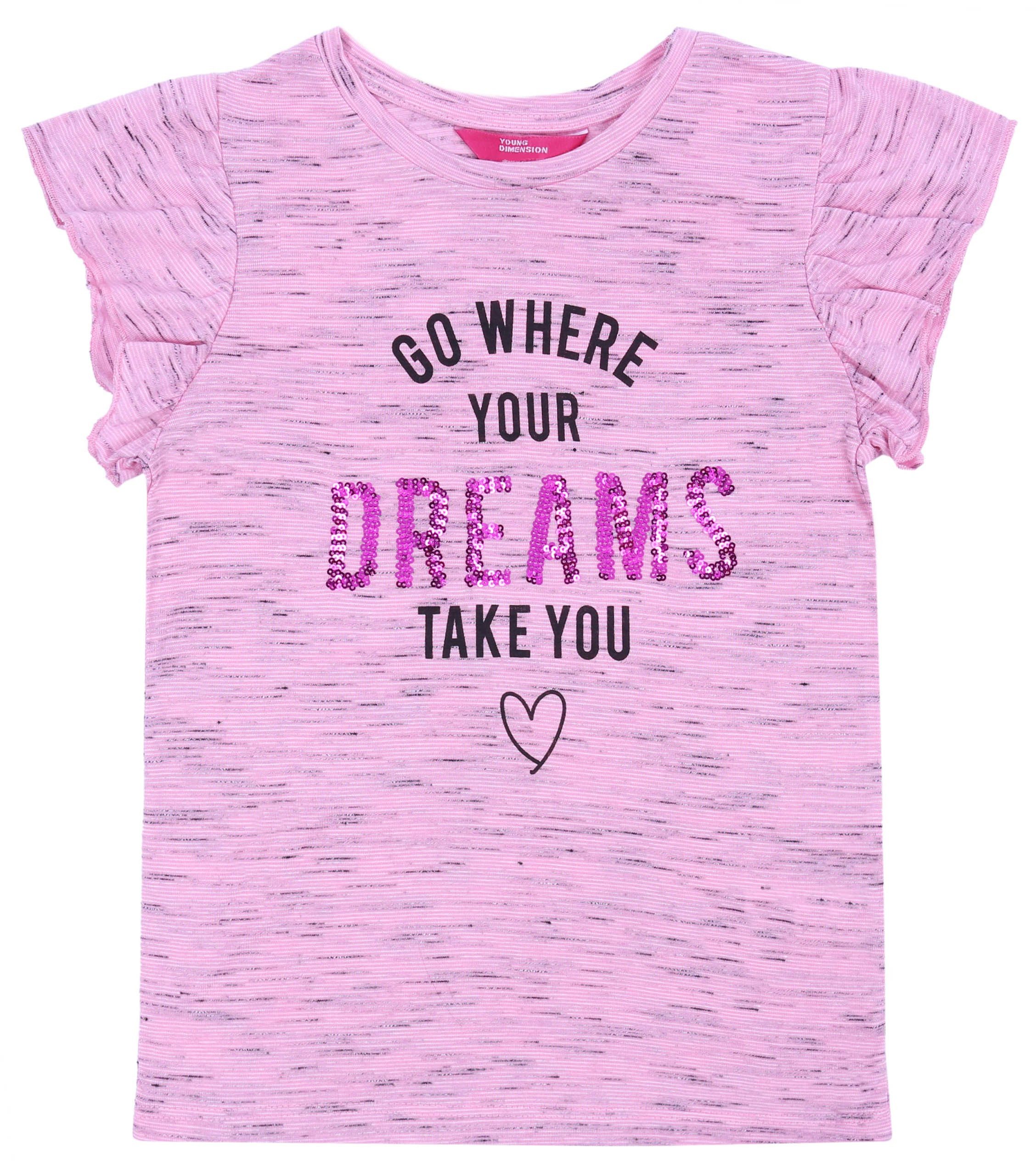 Kurzarmbluse Pinkes T-Shirt mit Rüschen 5-6 Jahre