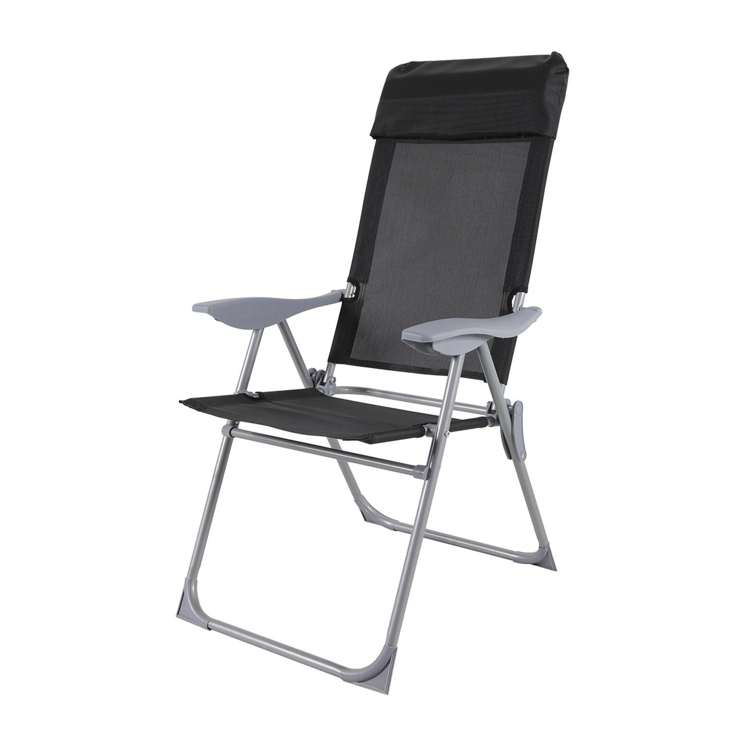 Armlehnstuhl Camping Sessel Garten Klappstuhl Campingstuhl Alu Textilen schwarz