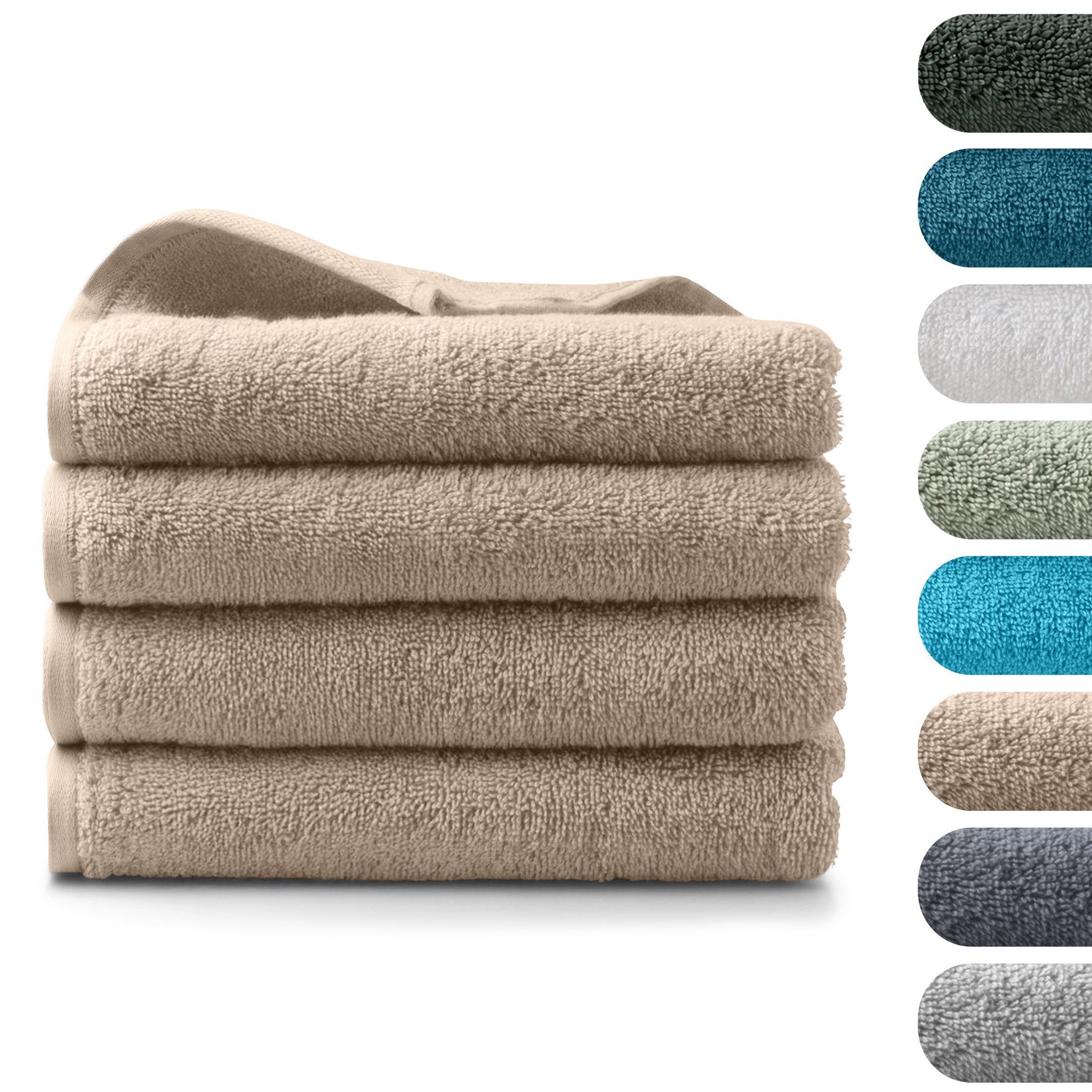 BARBONS Badetücher Duschtücher Set, Handtücher 4-tlg 70x140cm Badetuch, Handtuch, (4-St), Walkfrottee, 100% Baumwolle, saugstark, weich