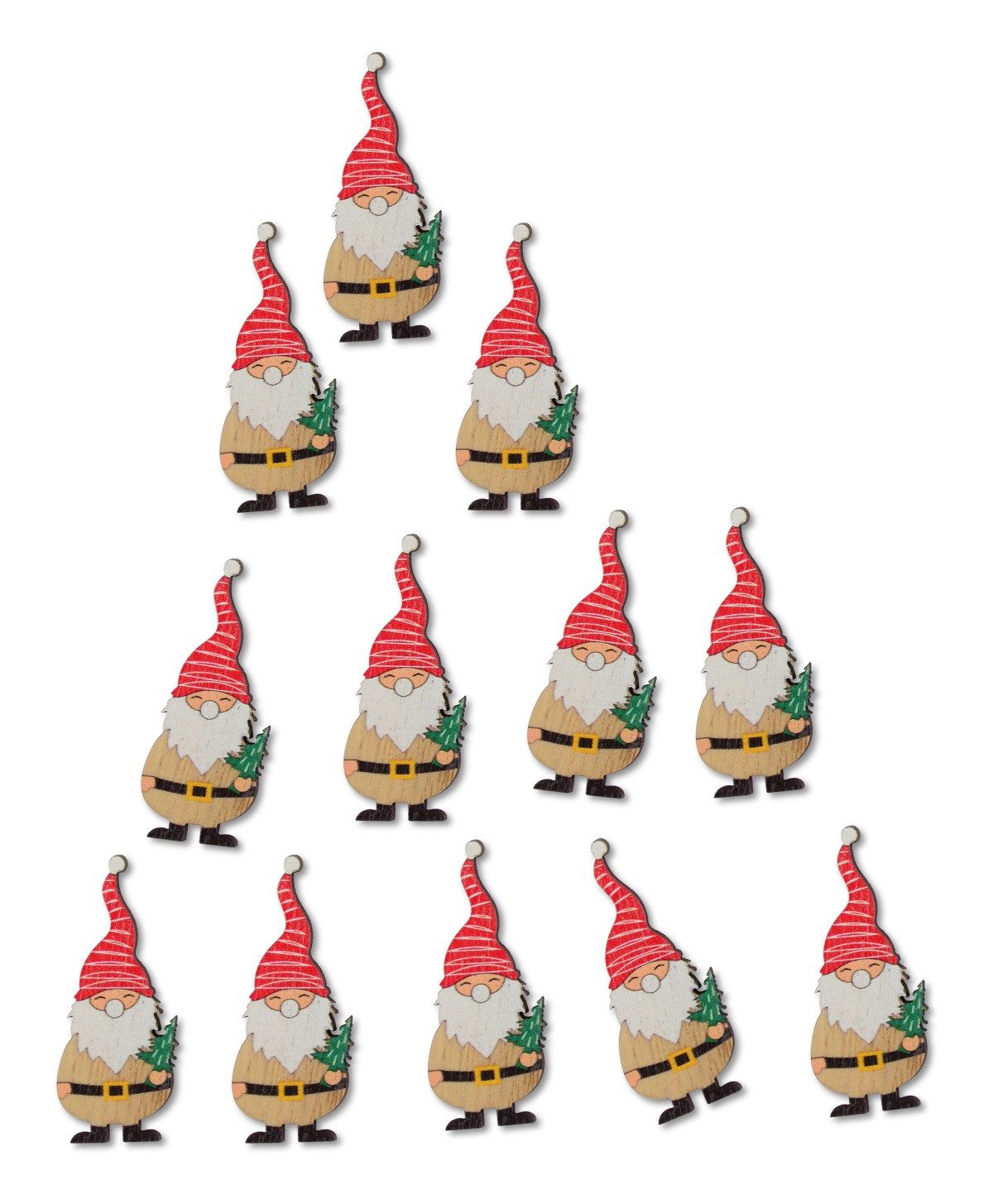 Christbaumschmuck Streudeko Wichtel 12er Set, Holz rot, 2x4,5 cm