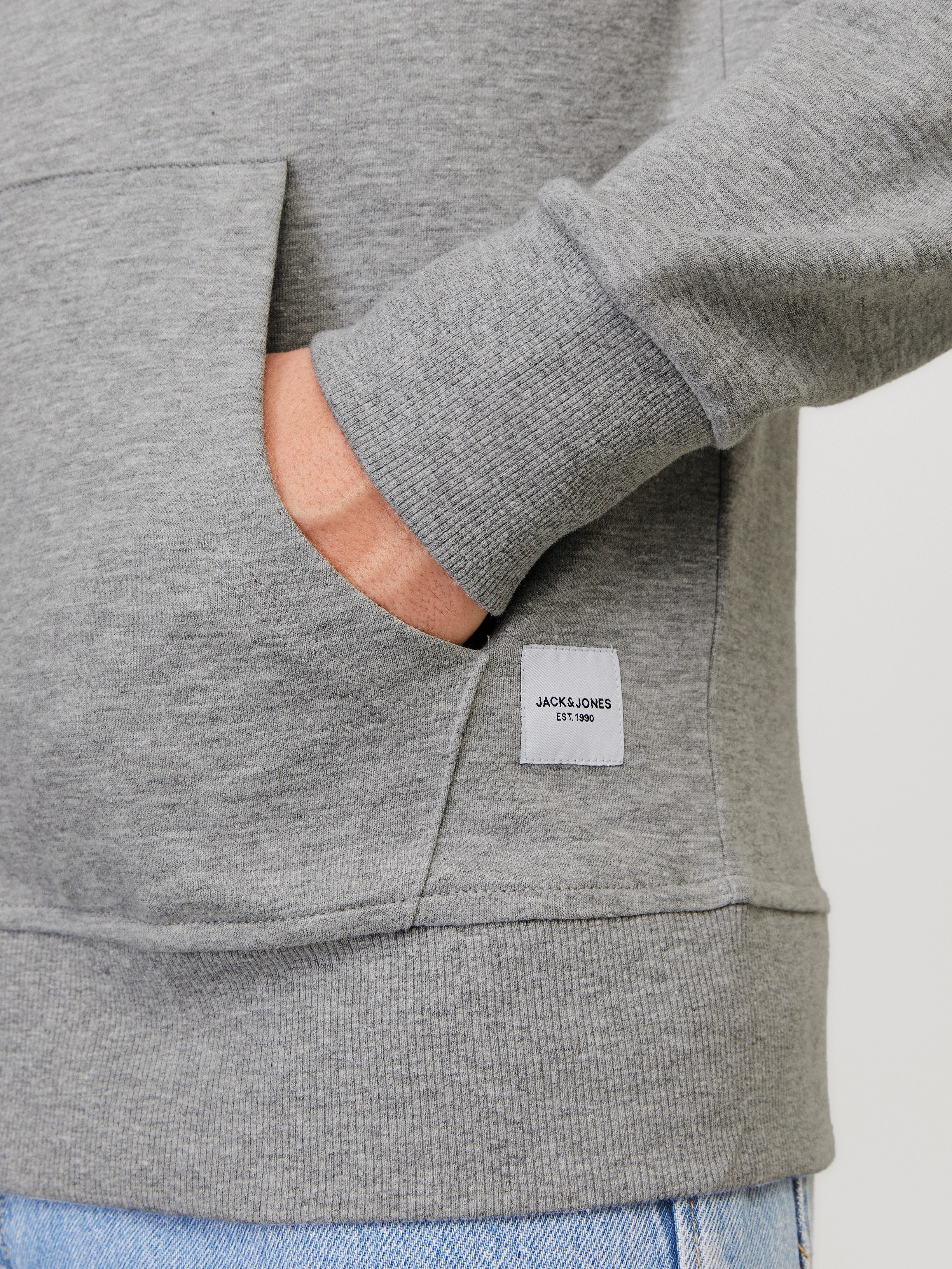 Jack & Jones Kapuzensweatjacke JJEBASIC Hoodie mit Rippbündchen und angenehmem Tragegefühl unifarben, modisch, regular fit, Baumwollmischung, Rundhals