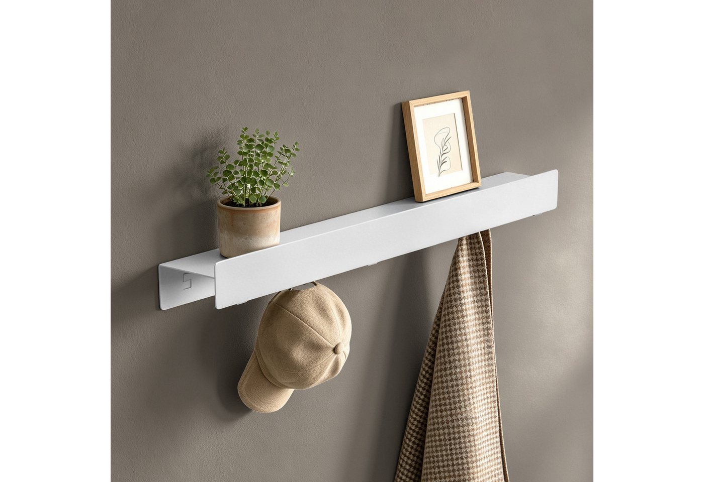 doporro Garderobenleiste Wandgarderobe Garderobenhaken 4/6/8 Haken mit Ablage aus Metall Stalo (6 St), Pulverbeschichtet mit Carbonstahl, 4/6/8 Haken Möglichkeiten