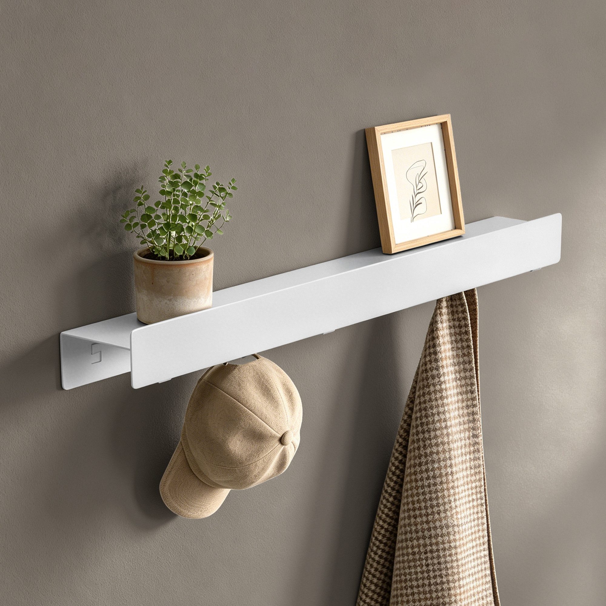 doporro Garderobenleiste Wandgarderobe Garderobenhaken 4/6/8 Haken mit Ablage aus Metall Stalo (6 St), Pulverbeschichtet mit Carbonstahl, 4/6/8 Haken
