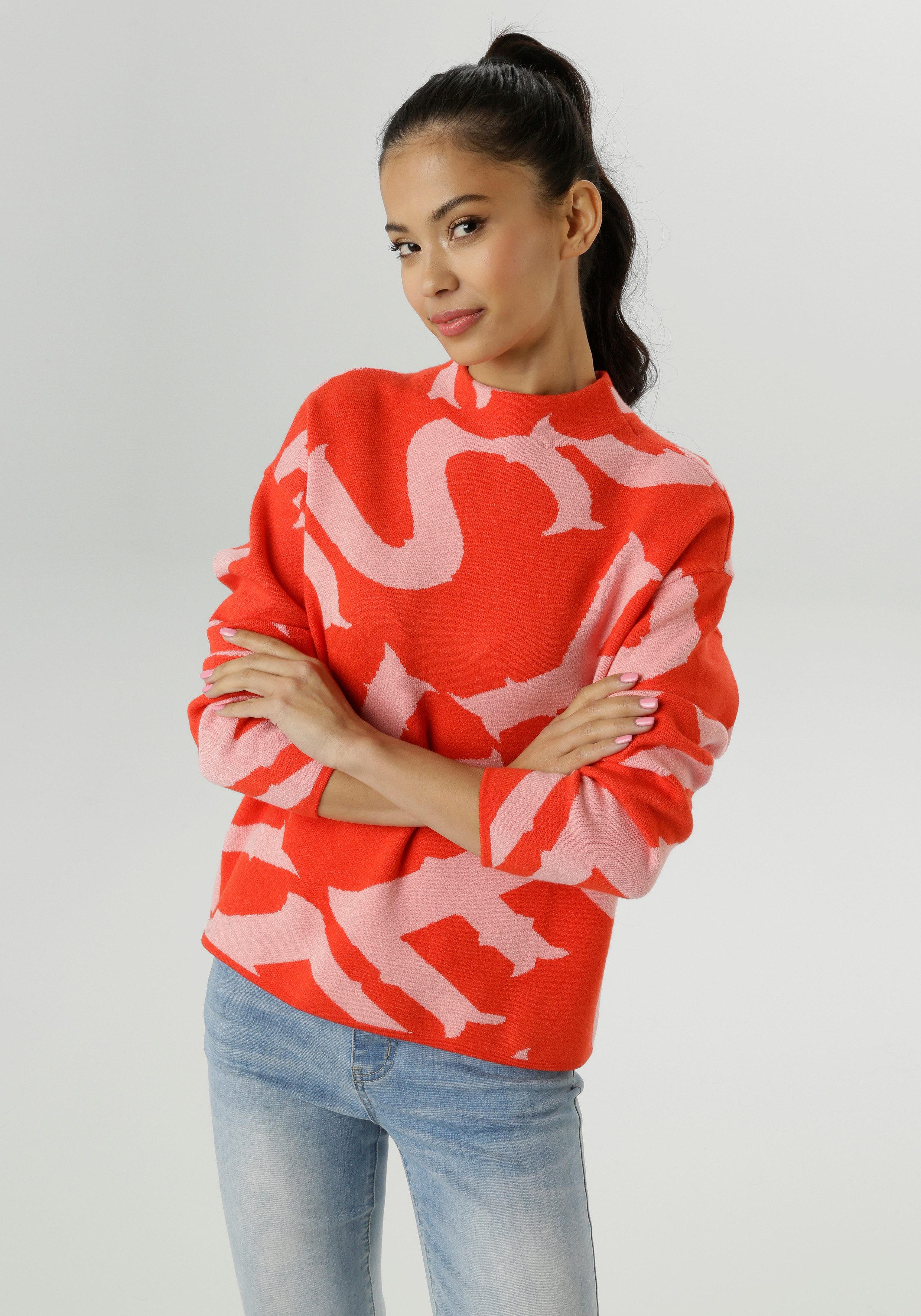 Aniston SELECTED Strickpullover mit elegantem Jacquard-Muster günstig online kaufen