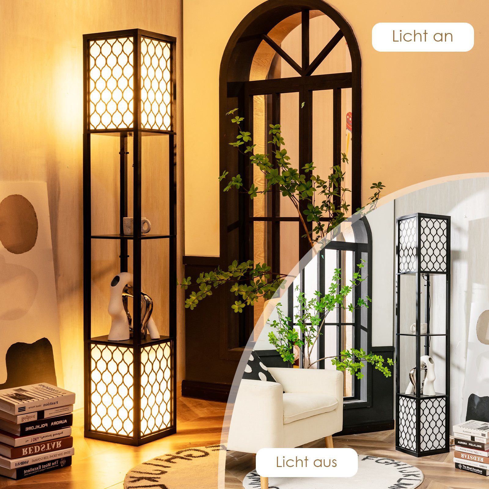 COSTWAY Stehlampe, Stehleuchte 156cm, mit Regal, günstig online kaufen