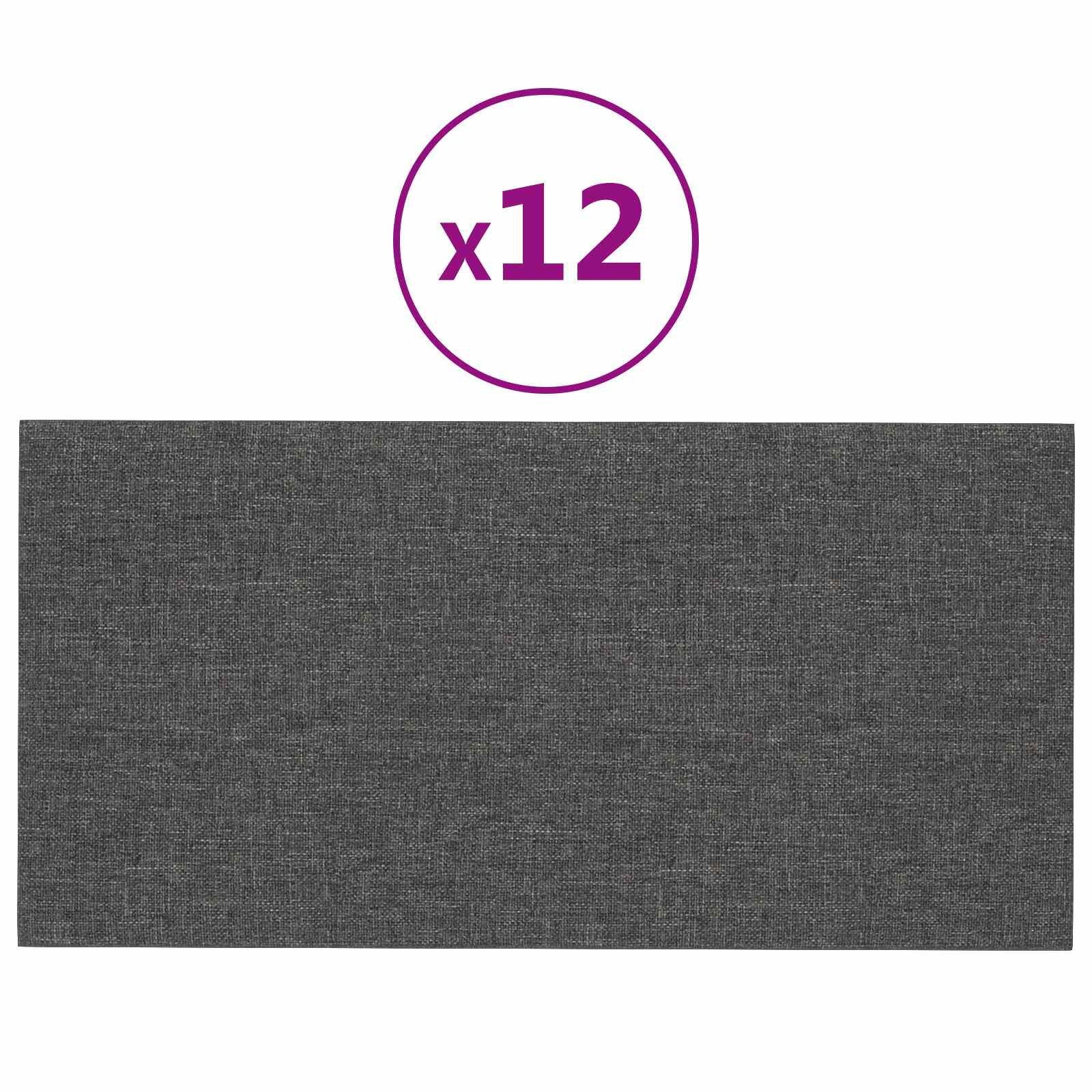 furnicato Wandpaneel Wandkopfteile 12er Set 30 x 15 cm Dunkelgrau, Rechteckige Betthaupt-Elemente mit Massivholzrahmen für dein Zimmer