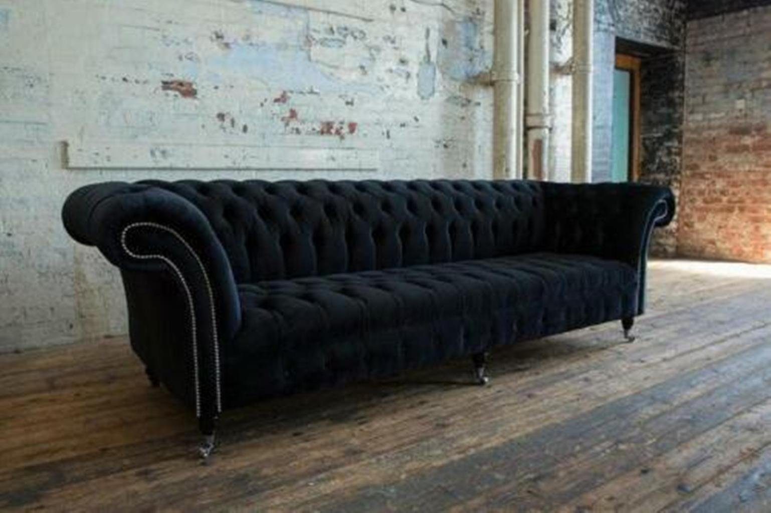 Neu, Großer Chesterfield-Sofa Europe Made Chesterfield in Viersitzer JVmoebel Polster Schwarz Möbel 4-Sitzer