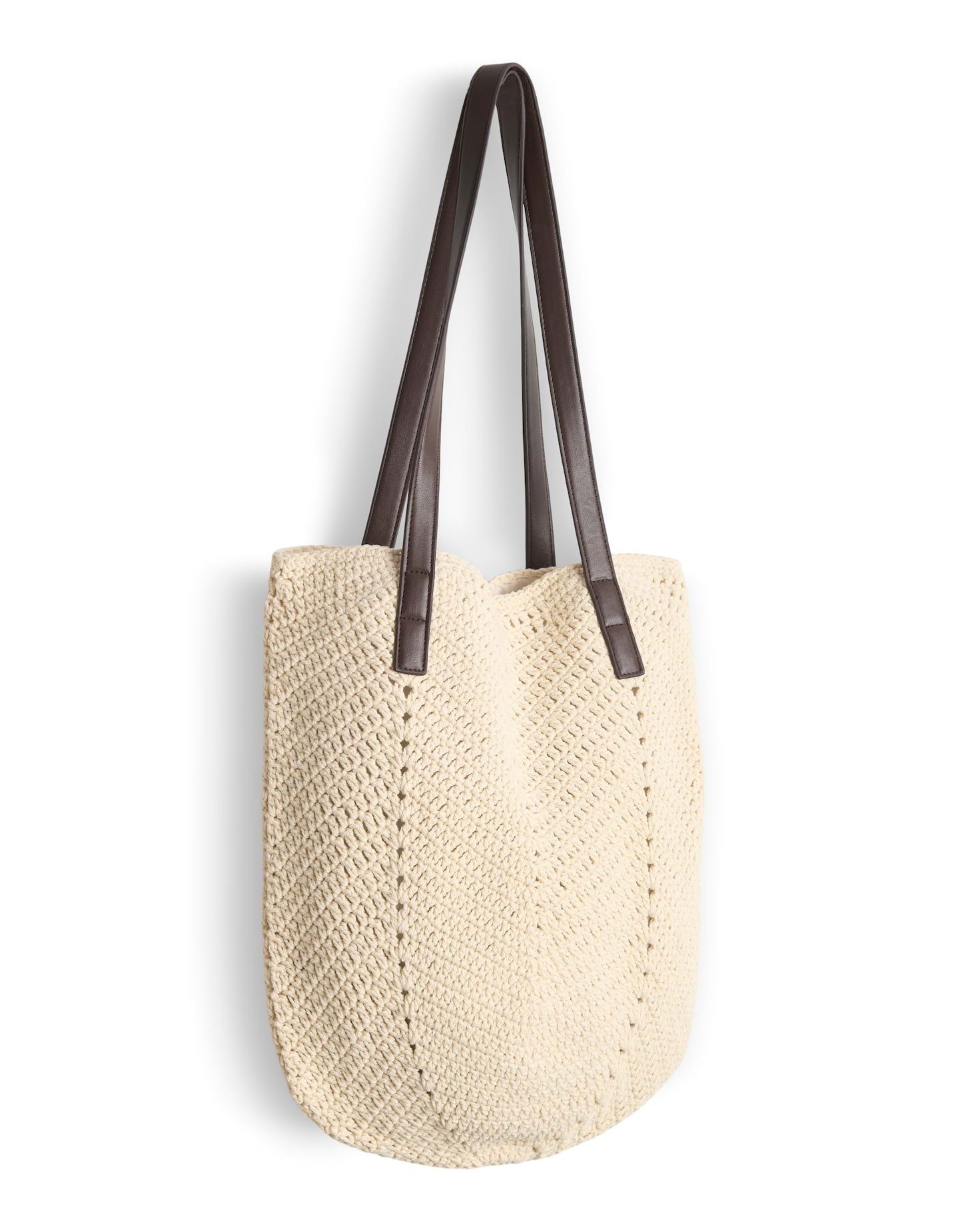 OPUS Shopper Shopper in Häkeloptik aus Baumwolle, Schultergurt, fester Griff, Druckknopf