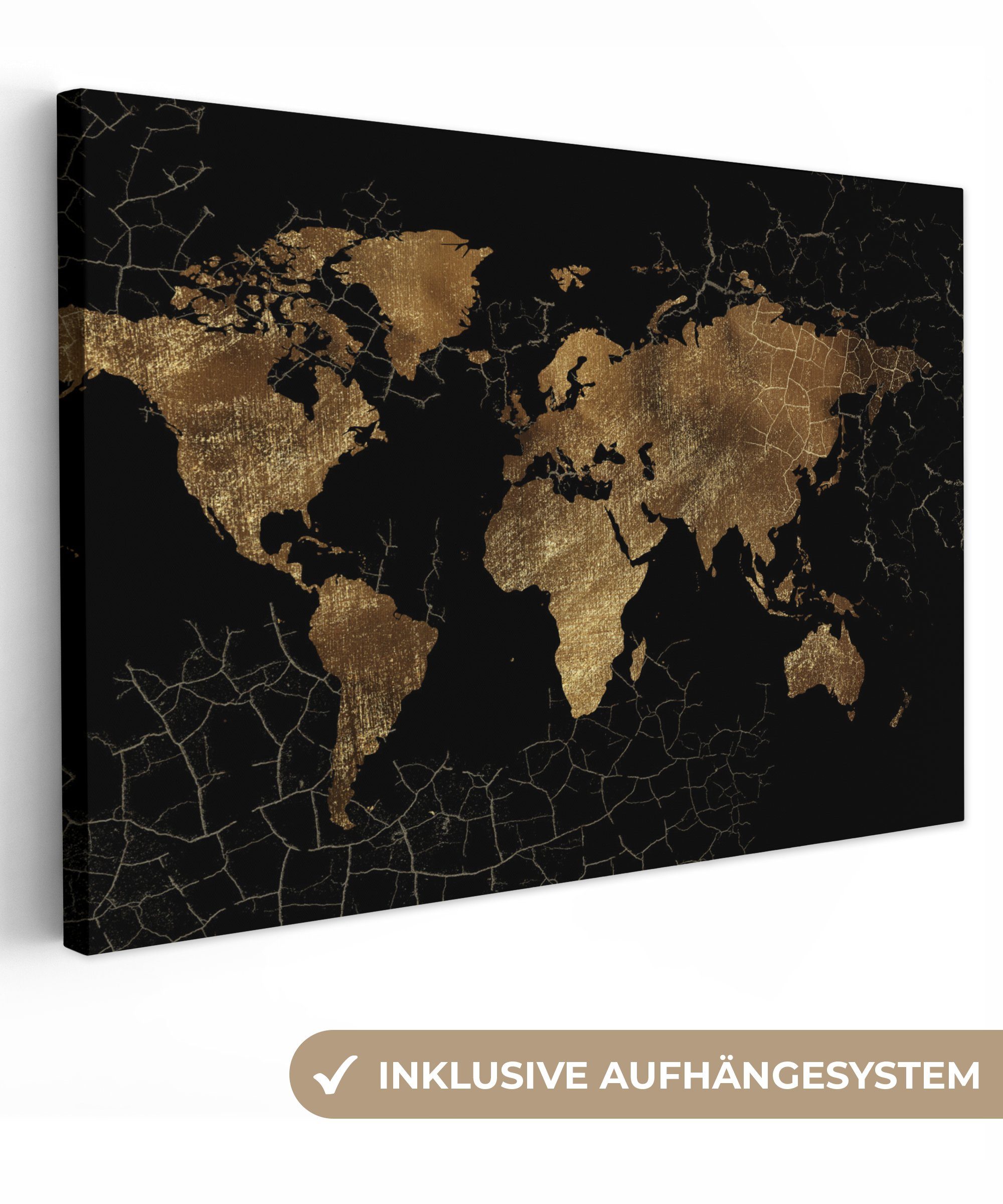 OneMillionCanvasses® Leinwandbild Weltkarte - Marmor - günstig online kaufen