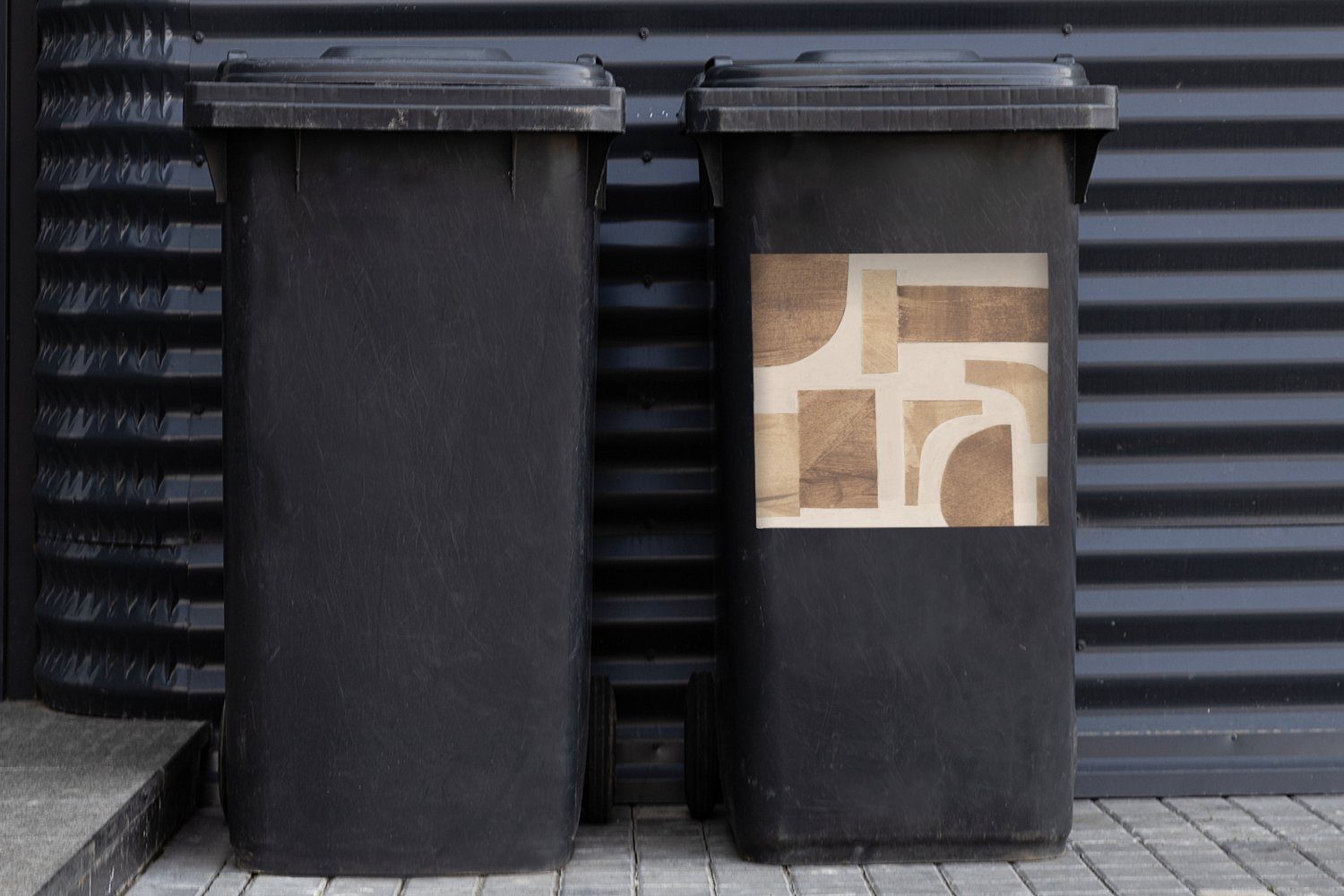 MuchoWow Wandsticker Formen Puzzle Mülltonne, Abstrakt - Container, Abfalbehälter - Holz Mülleimer-aufkleber, St), Sticker, - (1