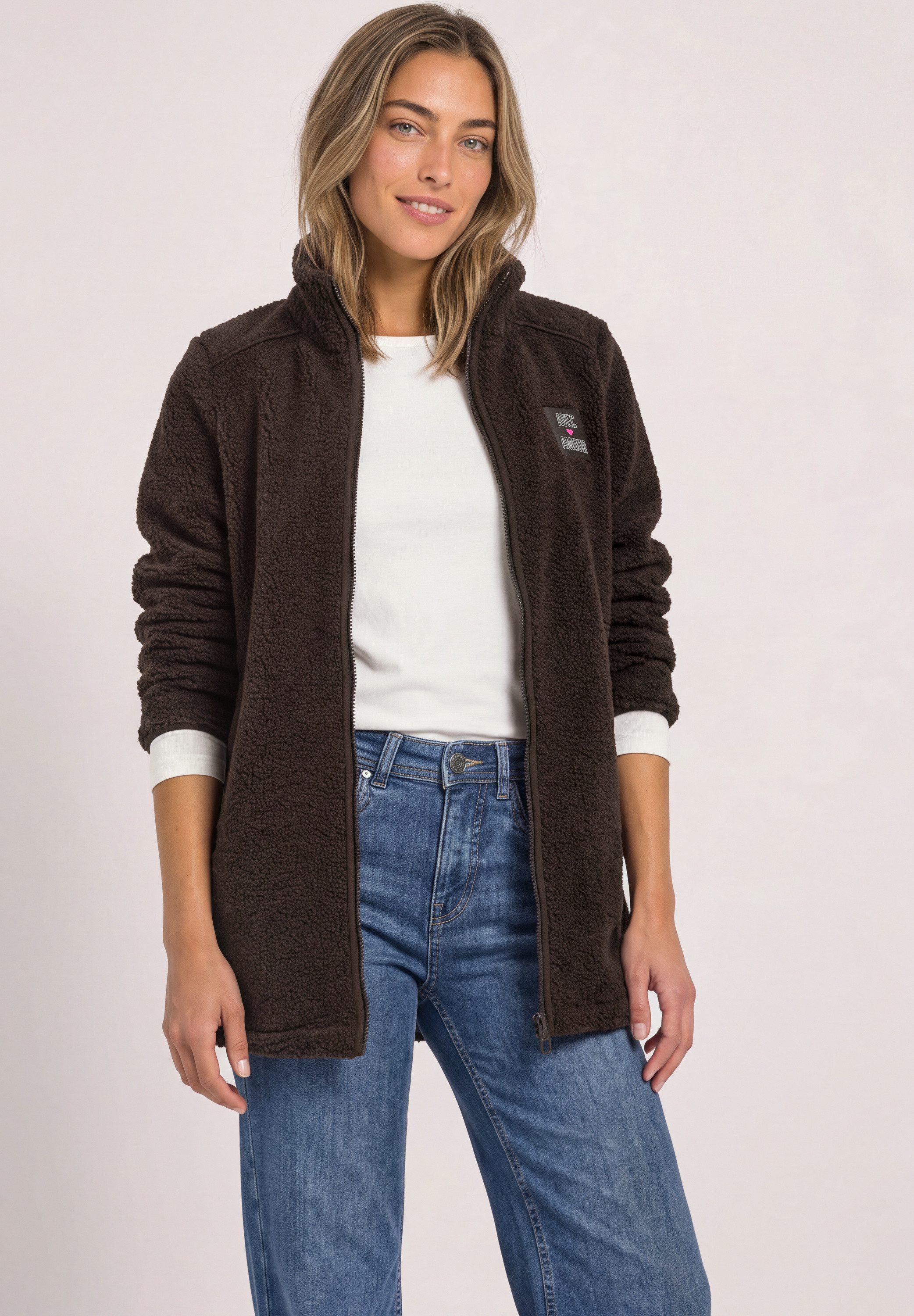 STREET ONE Fellimitatjacke mit Stehkragen