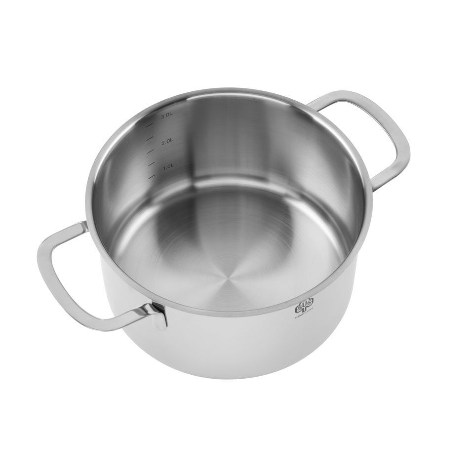 SCHULTE-UFER Topf-Set Industar, Edelstahl 18/10 (Set, 7-tlg., 3 x Topf, 3 x Deckel, 1 x Pfanne), Ø 16 / 20 / 24 / 28 cm
