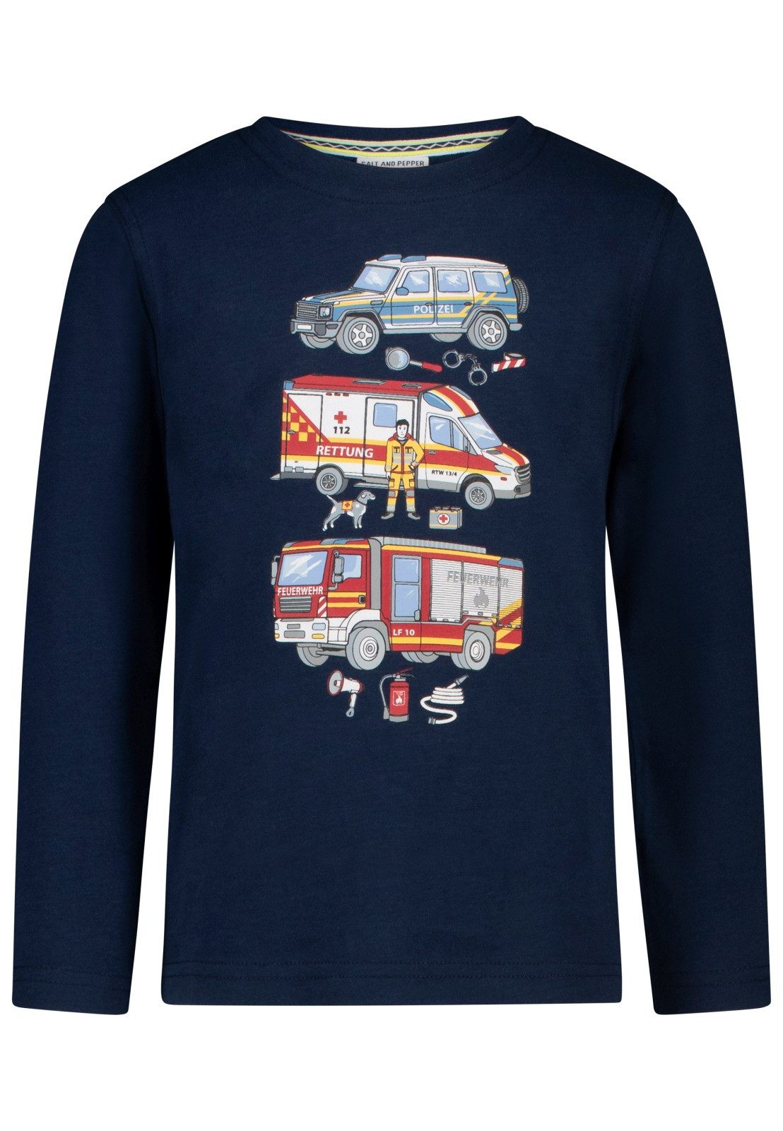 SALT AND PEPPER Langarmshirt Salt & Pepper Jungen Langarmshirt Rettungsfahrzeuge dark blue (1-tlg)