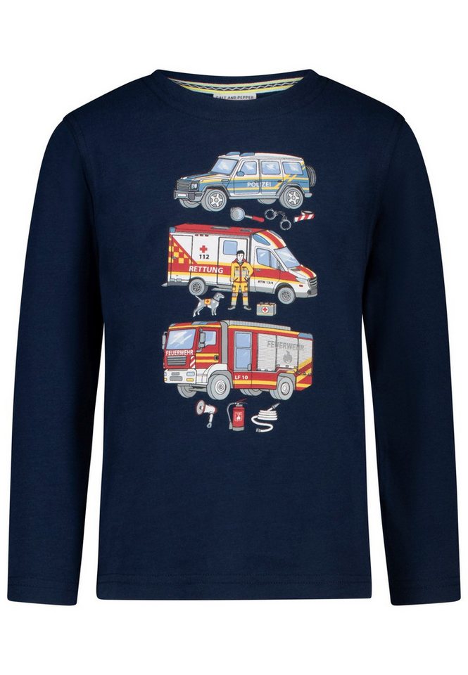 SALT AND PEPPER Langarmshirt Salt & Pepper Jungen Langarmshirt Rettungsfahrzeuge dark blue (1-tlg)