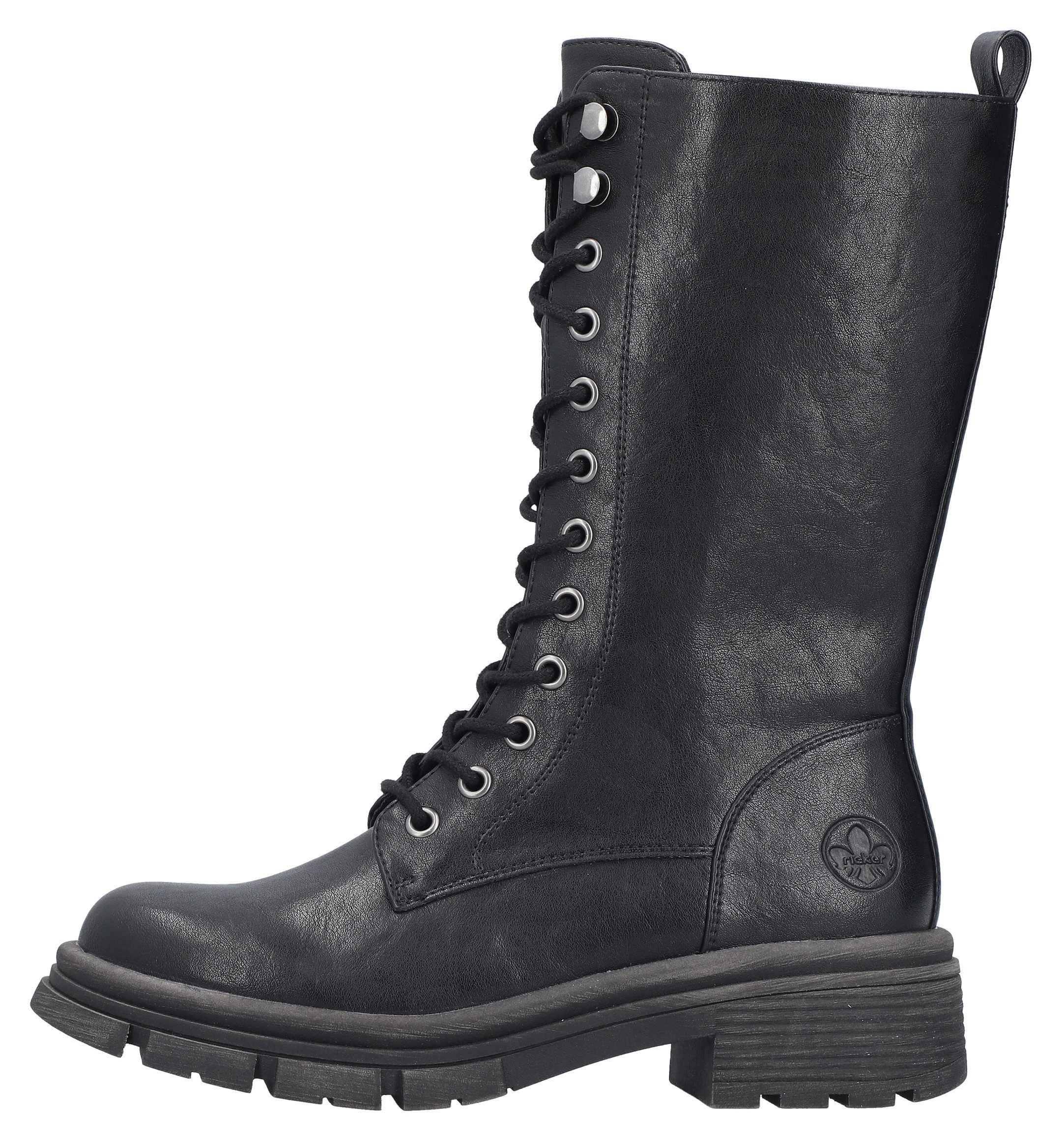 Rieker Schnürstiefel Schnürboots mit Reißverschluss und robuster Profilsohle