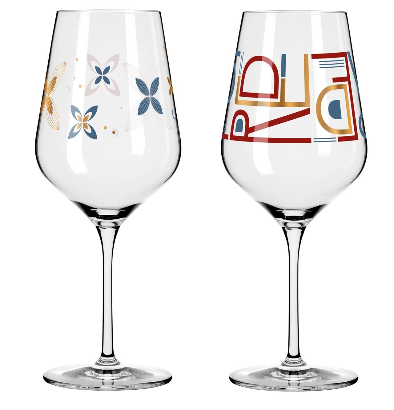 Ritzenhoff Rotweinglas Dekomiro 2er Herzkristall Rotwein Red, 2-tlg., Kristallglas, 2 Rotweingläser mit dekomiro Glastuch