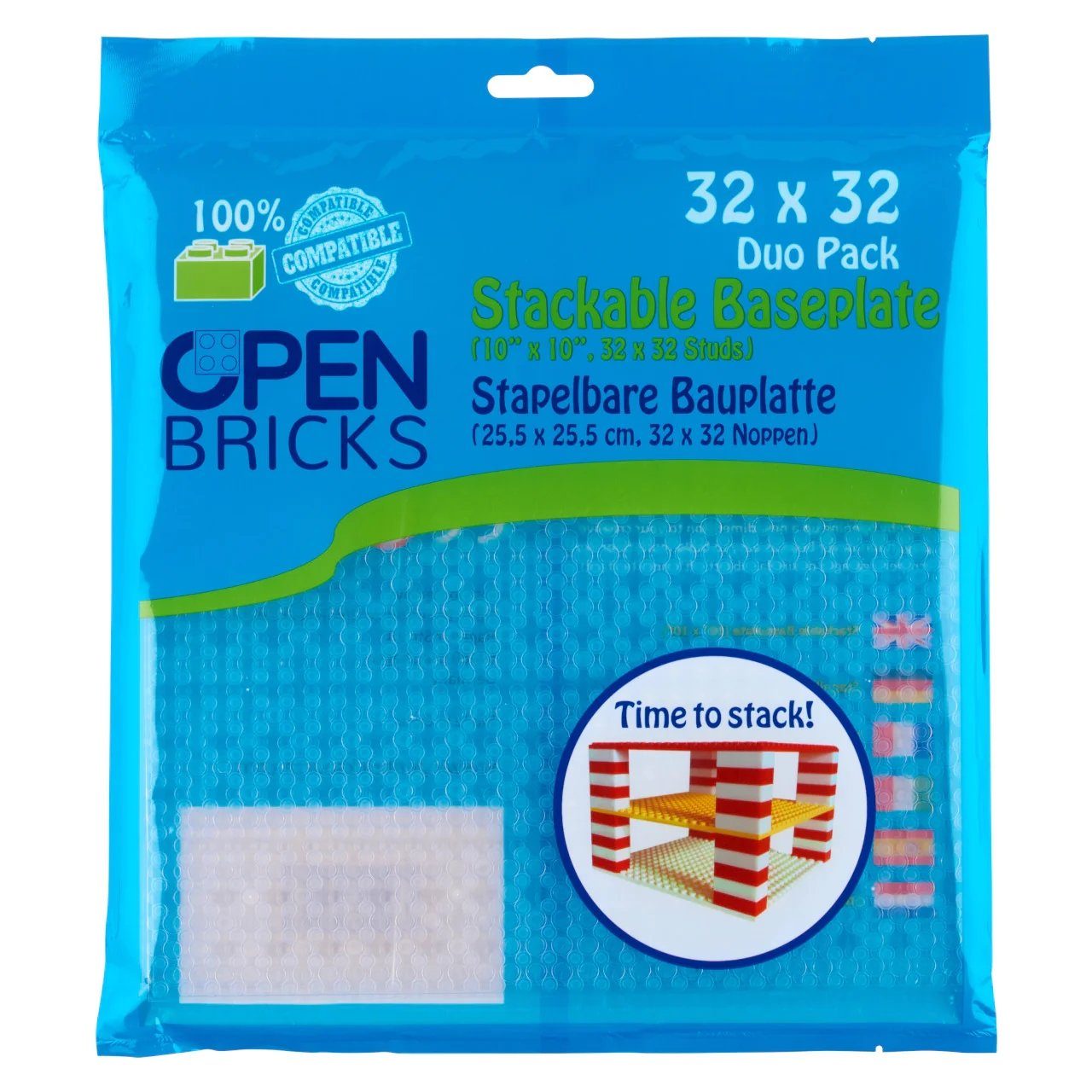 Open Bricks OpenBricks Baseplate 32x32 transparent clear Konstruktionsspielsteine