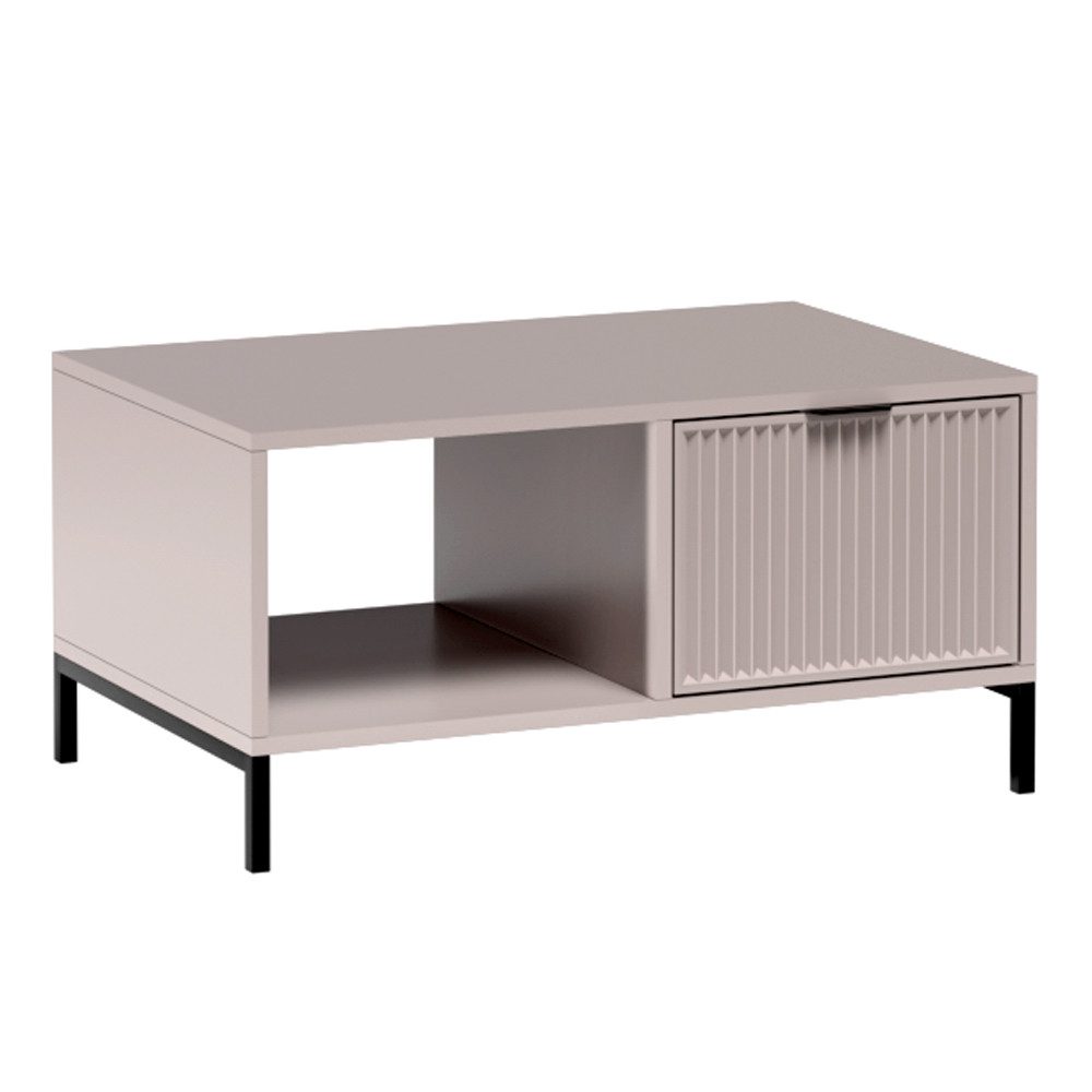 Lomadox Couchtisch LAURO-161, Wohnzimmertisch Tisch Kaschmir beige Rillenop günstig online kaufen