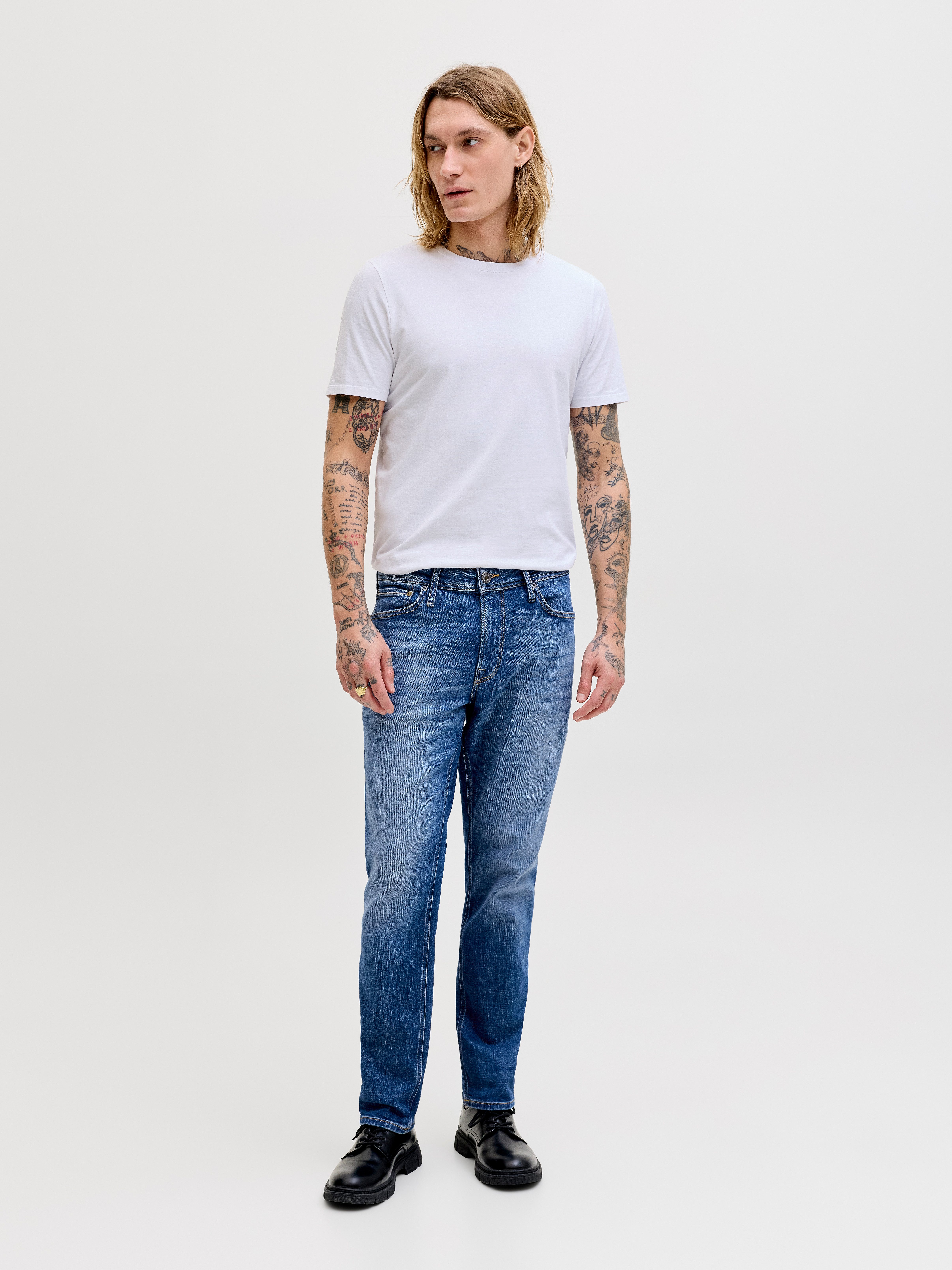 Jack & Jones Regular-fit-Jeans JJICLARK mit Used-Look und Stretch für den Alltag mit Abriebeffekten – Bild 4 von 5