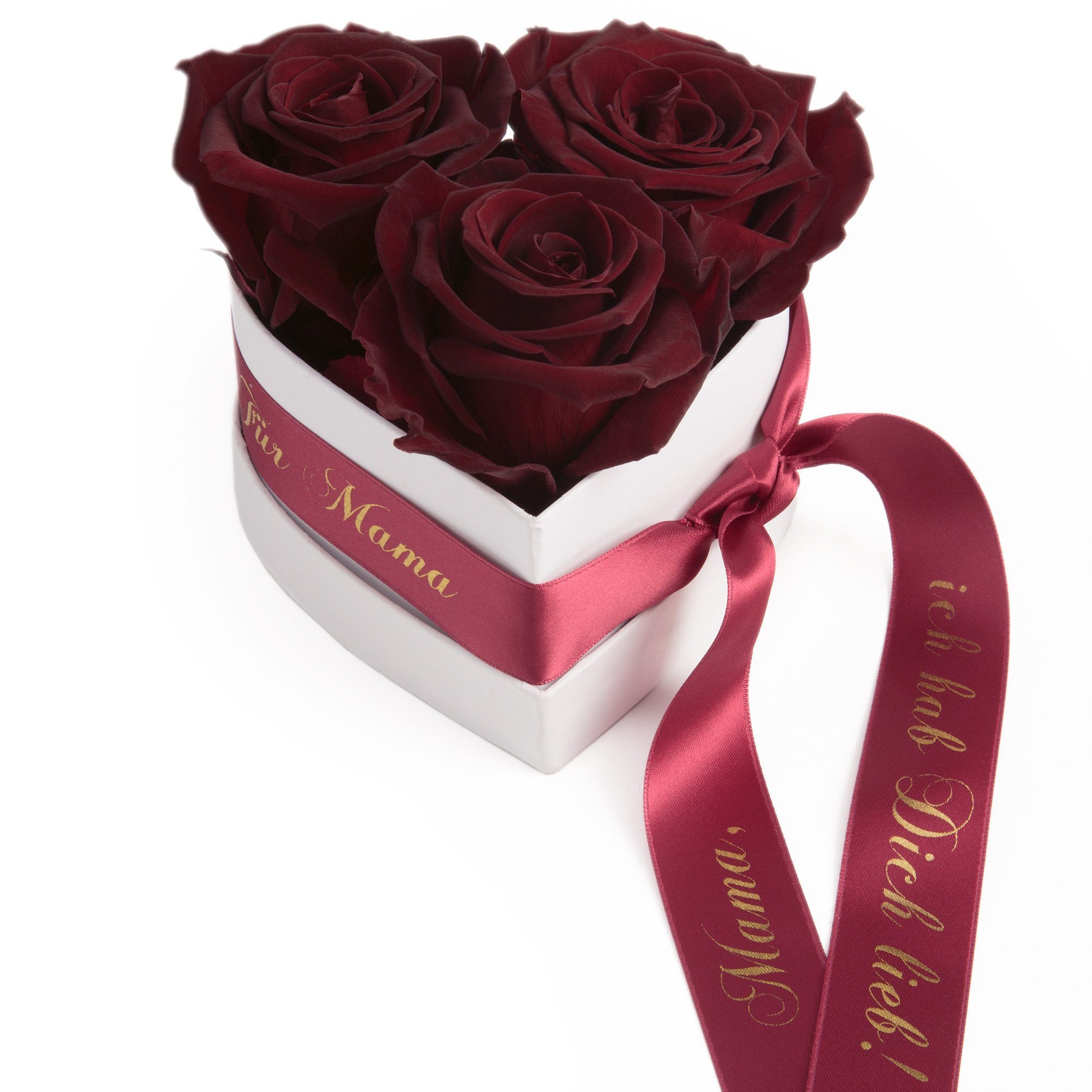 Geschenk Höhe Burgundy 3 Jahre SCHULZ 10 cm, Kunstblume Mama, Heidelberg, Rosenbox Rose, 3 Infinity Dich bis Rosen Rosen Herz ROSEMARIE zu haltbar hab lieb ich echte