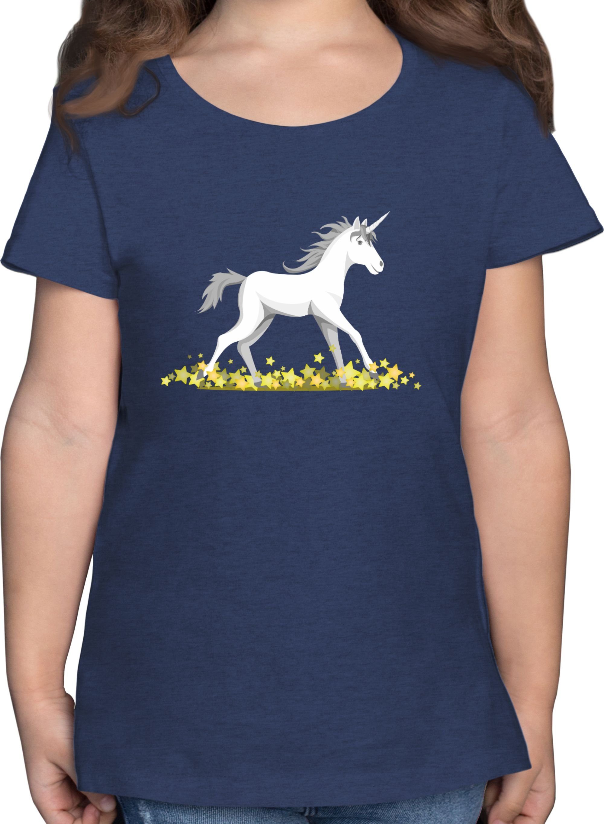 Shirtracer 2 Co Meliert und T-Shirt Unicorn Dunkelblau Kinderkleidung Einhorn