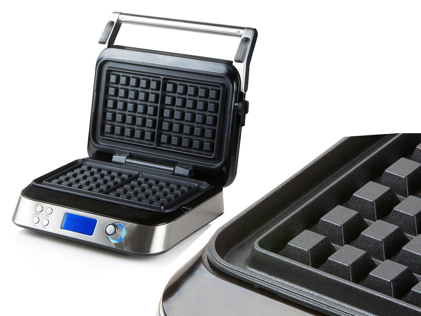 Domo Waffeleisen, 1600 W, für 2 Belgische & Brüsseler Waffeln Doppel Wafflemaker mit Waffelgabel