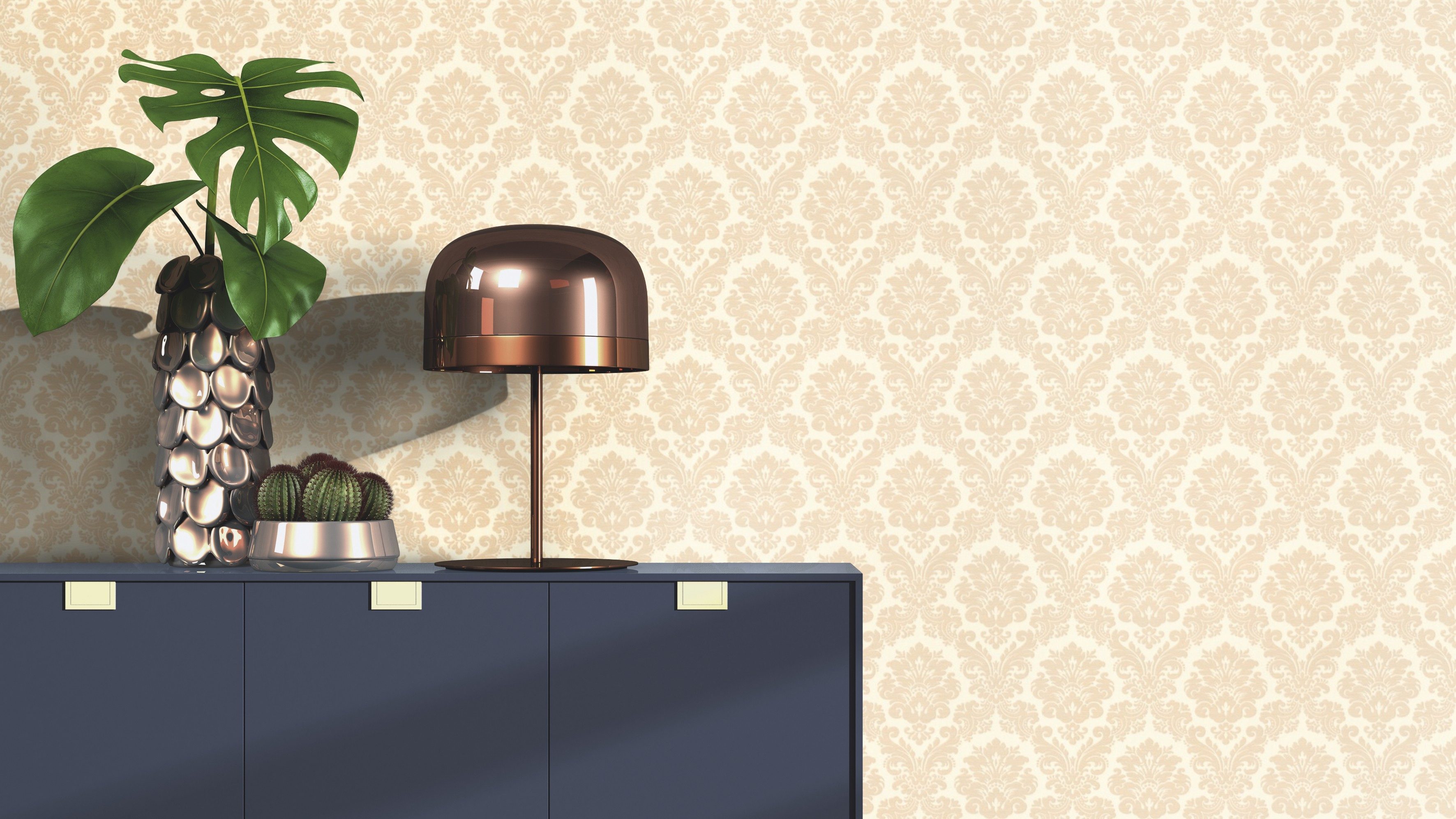 Rasch Vinyltapete Vliestapete Trianon XIII mit barocken Elementen, texturiert, Barock, Klassischer Stil