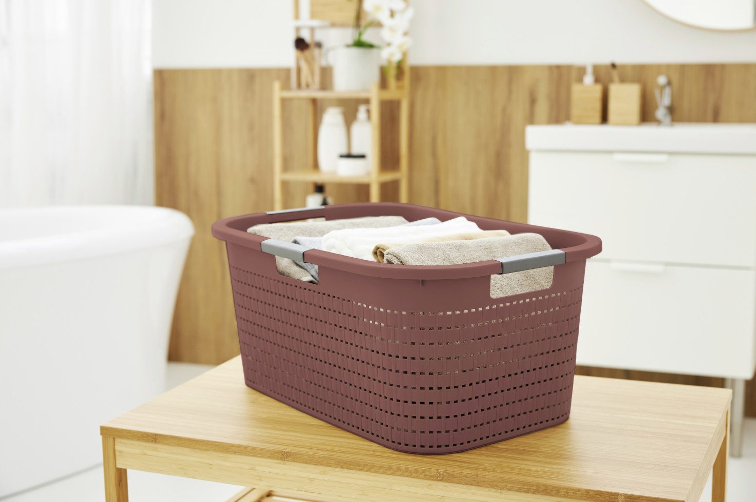 ROTHO Wäschewanne Rotho Wäschekorb Country, 40 L iron rot günstig online kaufen