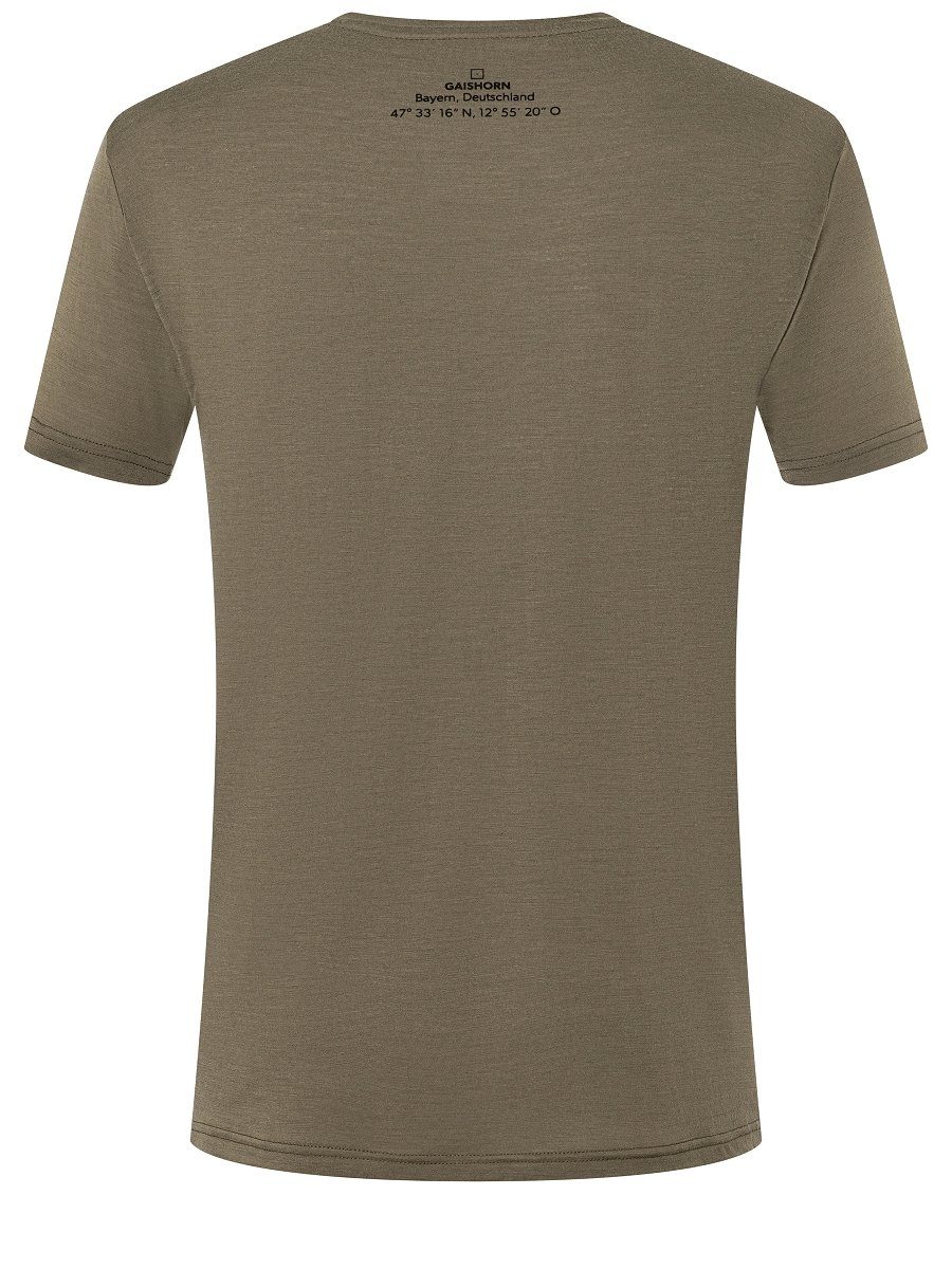 SUPER.NATURAL Print-Shirt Merino T-Shirt TEE Merino-Materialmix pflegeleichter M Stone Grey/Jet WATZMANN Black