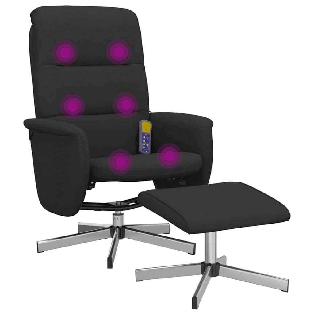 vidaXL Sessel Massagesessel mit Fußhocker Schwarz Stoff (1-St)