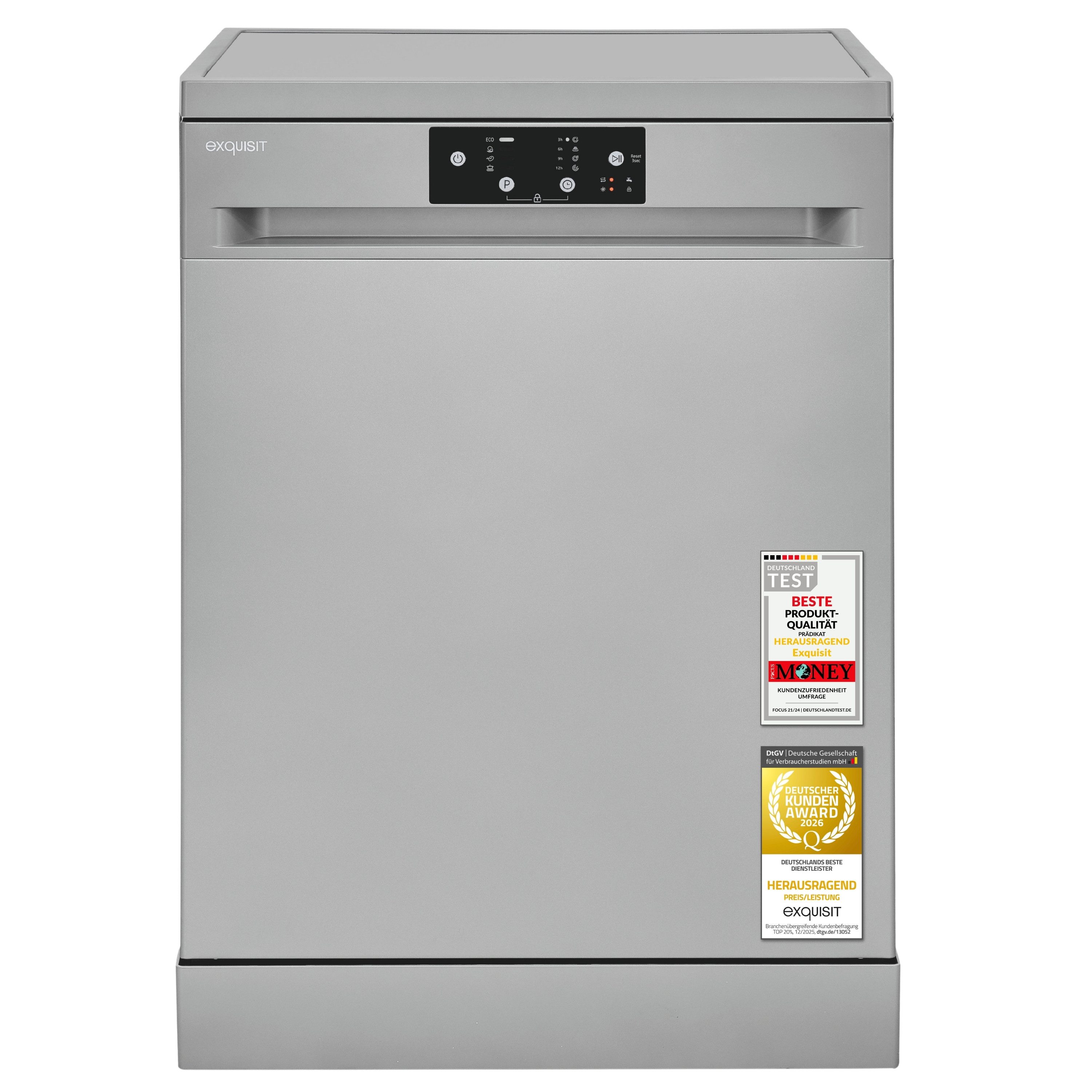 exquisit Unterbaugeschirrspüler GSP9114-451D, 14 Maßgedecke, 11,9 L Zyklus, Energieklasse D, 49 dB Geräuschklasse C
