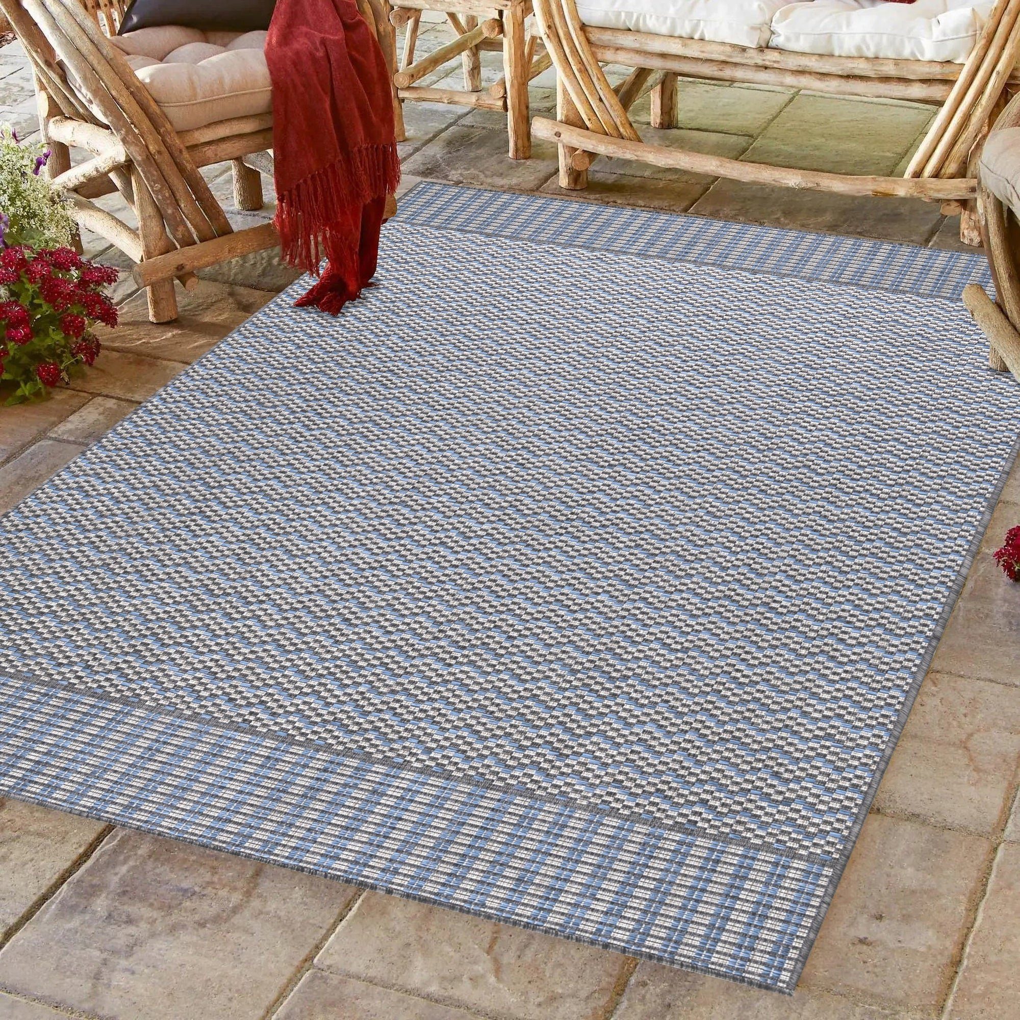 Outdoorteppich In- und Outdoor-Teppich verschiedene GREY Muster, Angeycasa, Garten Terrasse