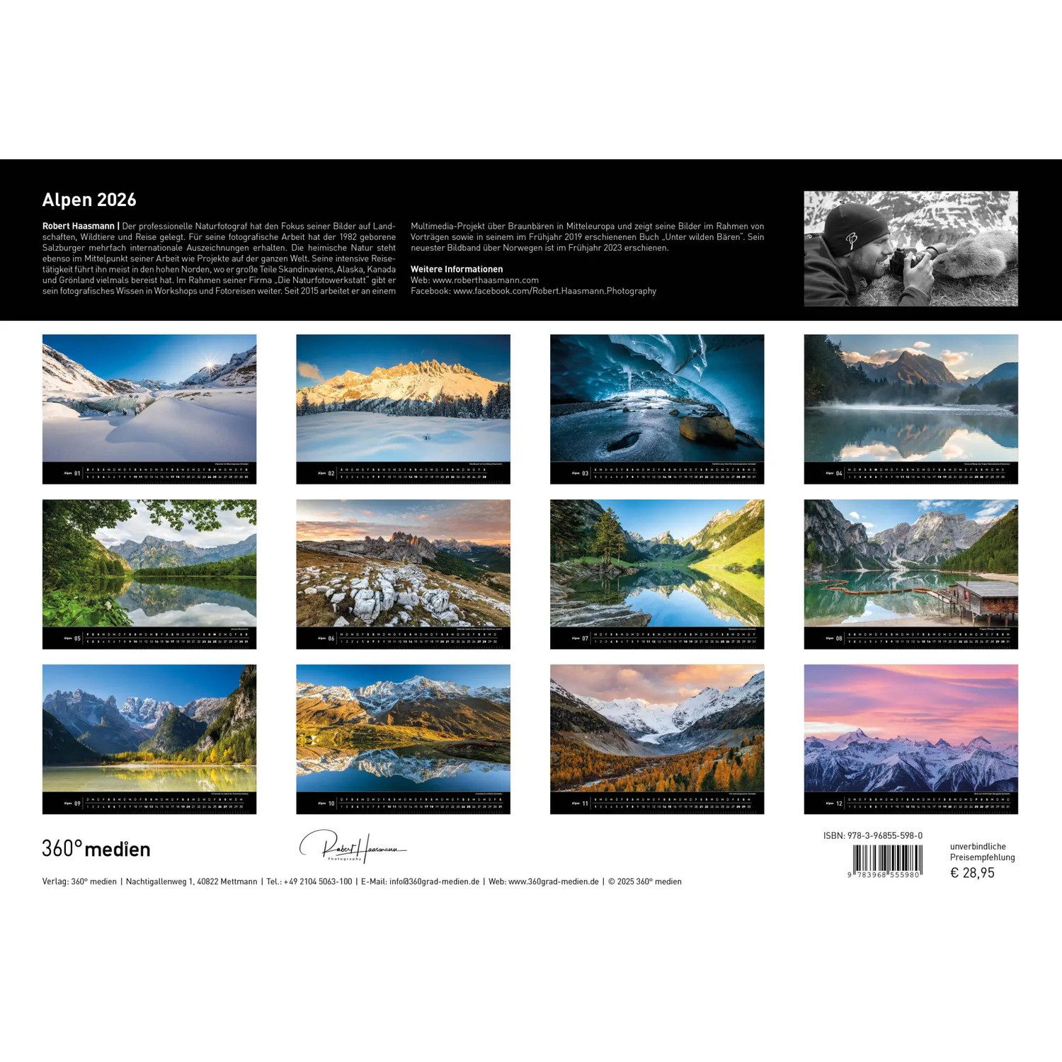 WALTER Wandkalender Alpen Premiumkalender 2026