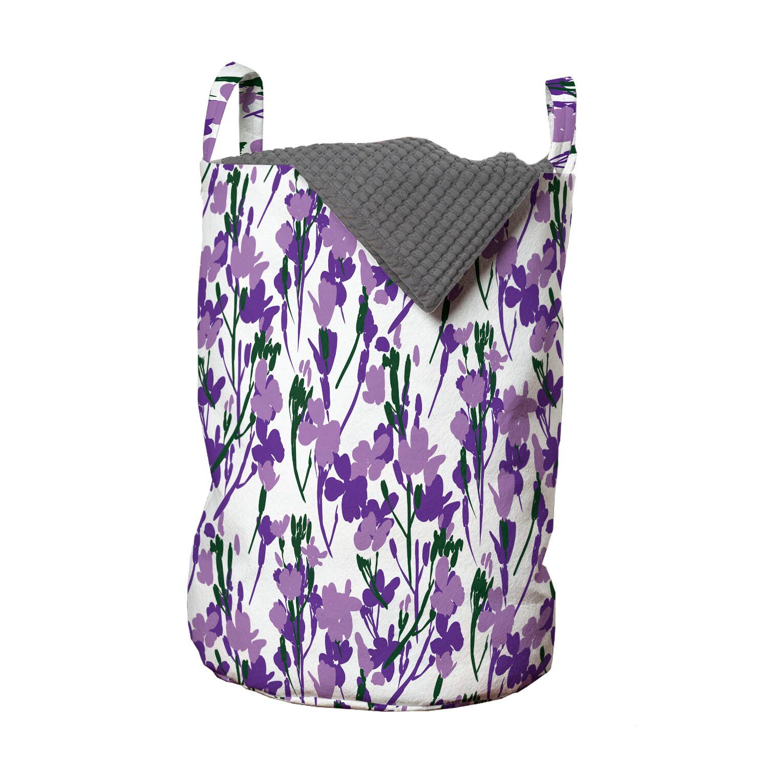Abakuhaus Wäschesäckchen Wäschekorb mit Griffen Kordelzugverschluss für Waschsalons, Blumen Wilde Frühlings-Blumen-Blüten