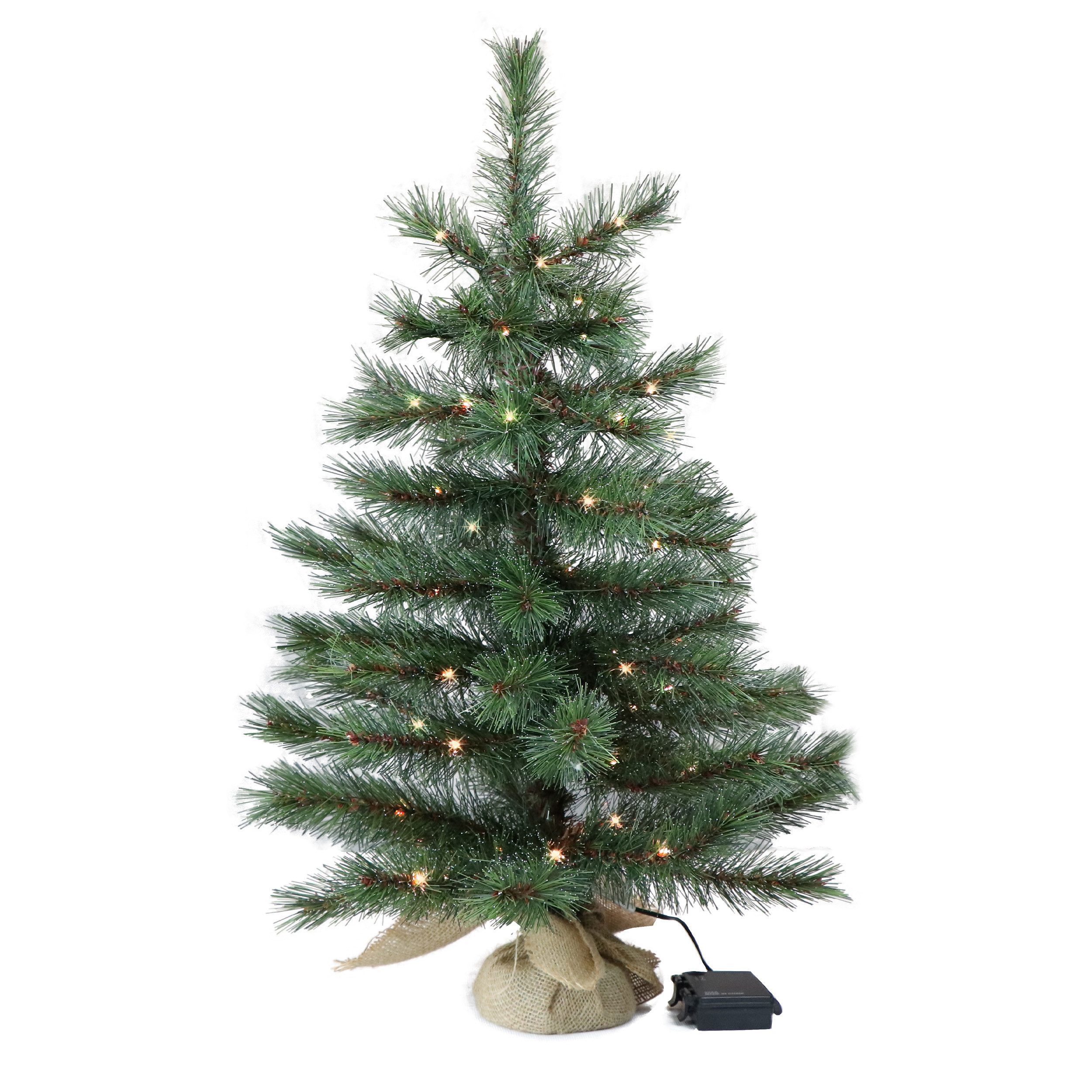 Gartenpirat Künstlicher Weihnachtsbaum mit Drahtlichterkette LED´s warmweiß Kiefer Christbaum, Kiefern ähnlich, Jutesack ummantelter Baumständer, integrierte LED-Drahtlichterkette